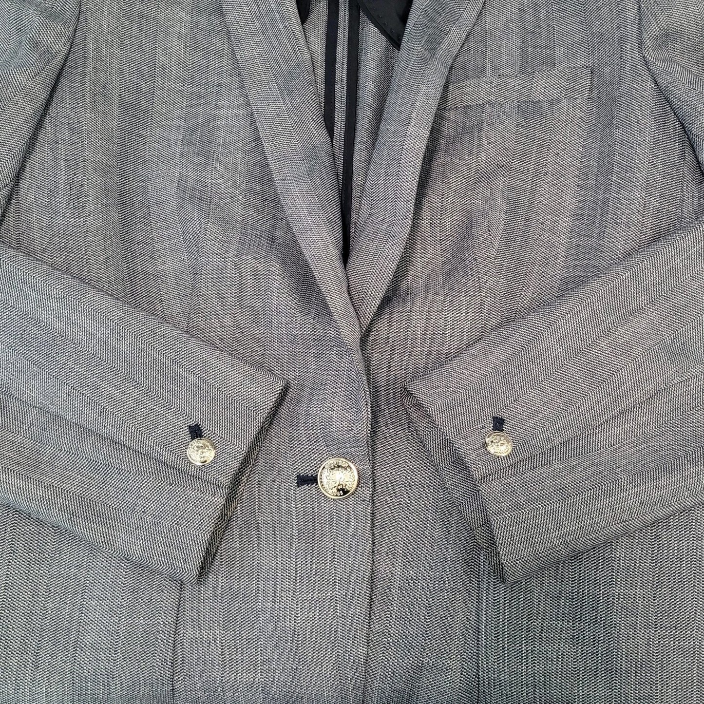Tommy Hilfiger Blue Herringbone 1 Button Notch Vented Blazer Jacket Size 10