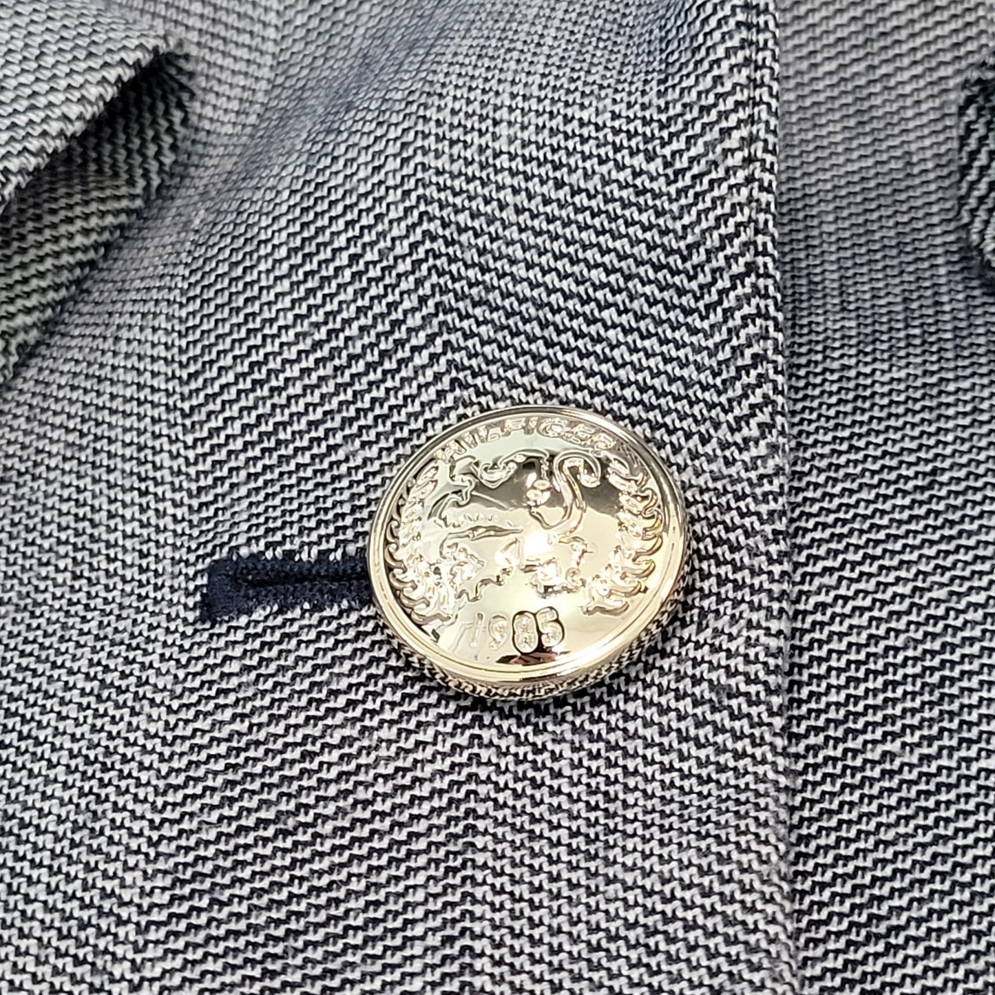 Tommy Hilfiger Blue Herringbone 1 Button Notch Vented Blazer Jacket Size 10