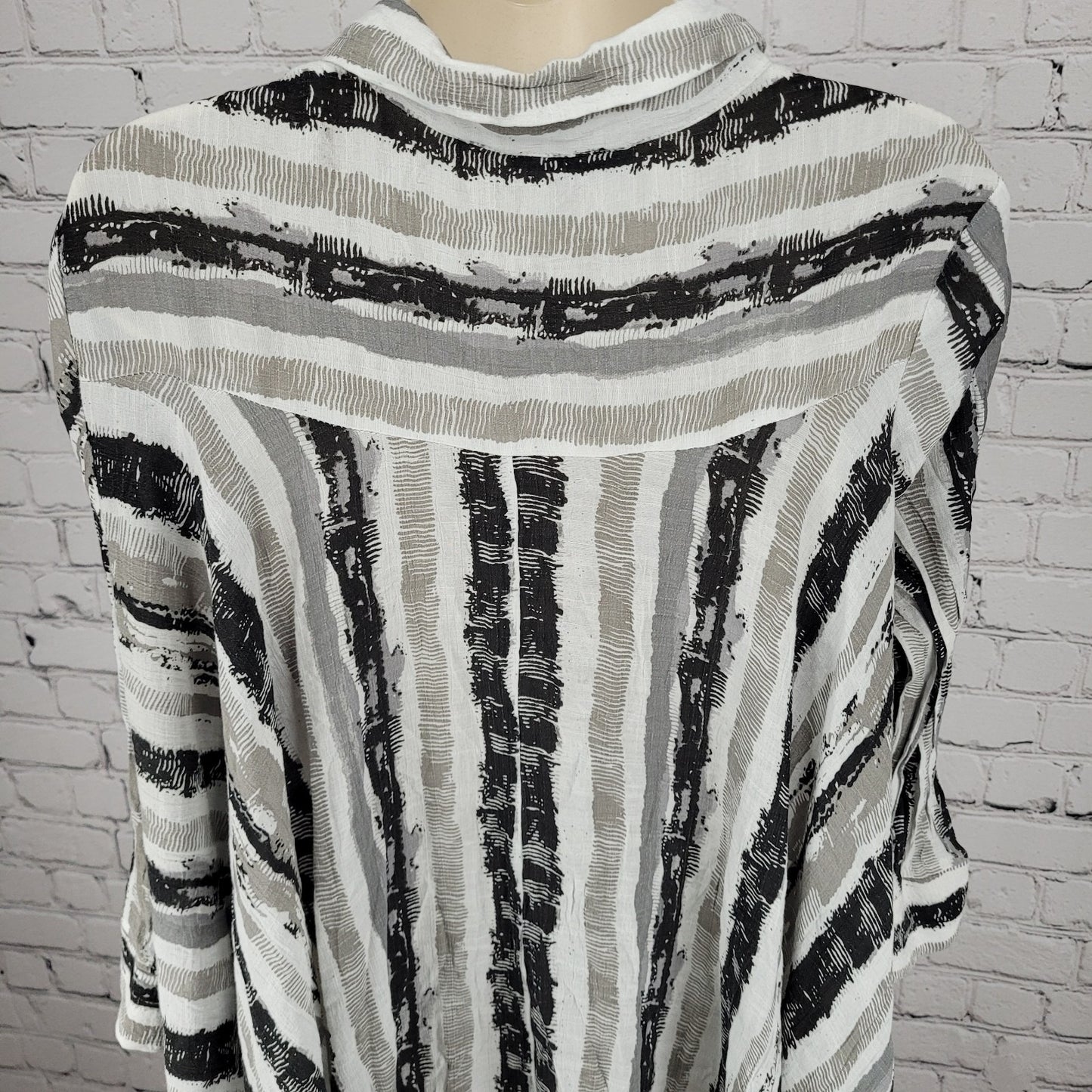 Patrizia Luca Milano Grey Striped High Low Light Button Shirt Duster Dress XL