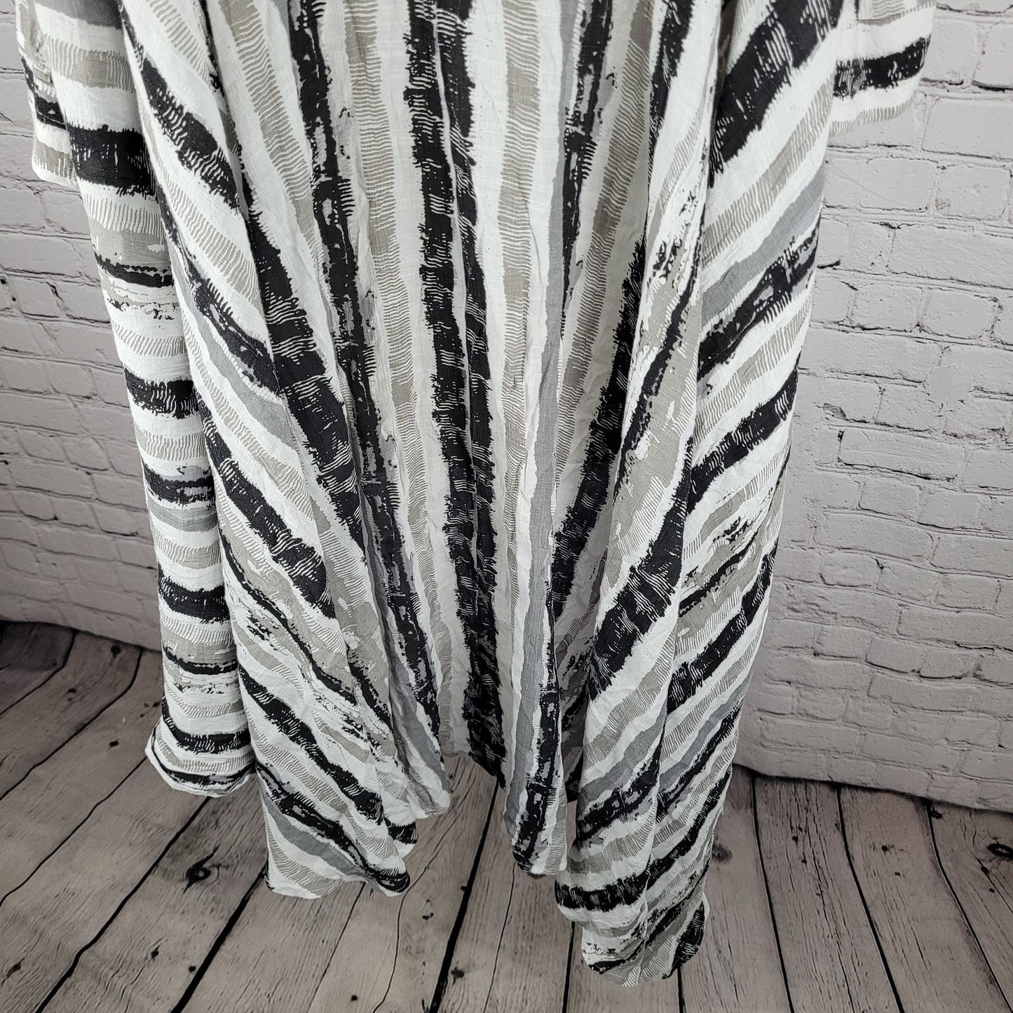 Patrizia Luca Milano Grey Striped High Low Light Button Shirt Duster Dress XL
