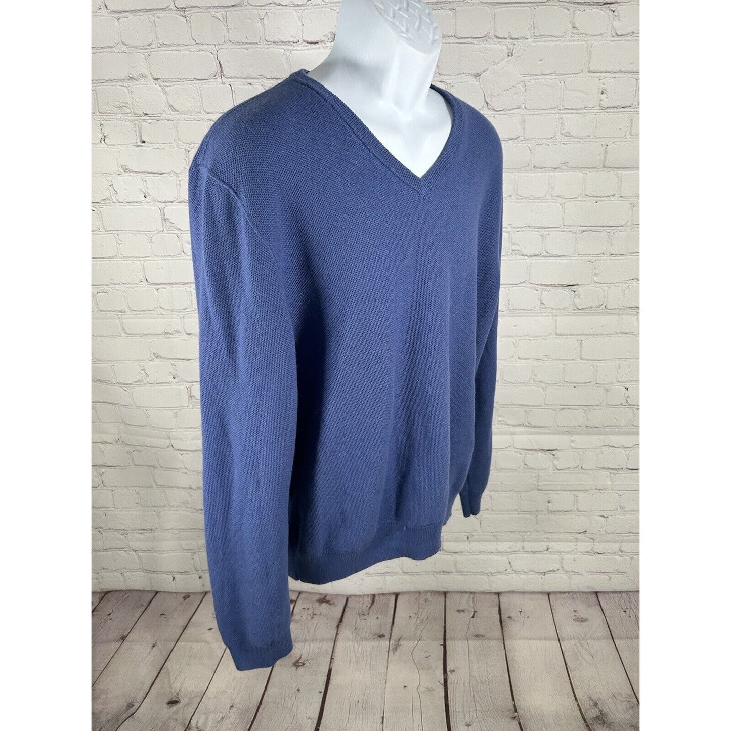 Jos A Bank Traveler Travel Tech Blue Sweater Merino Wool Blend Pullover XXL