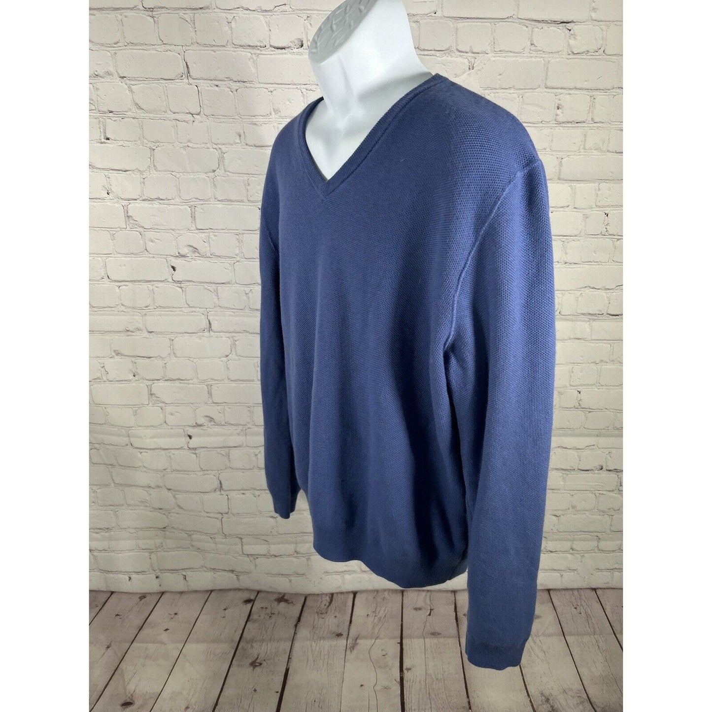 Jos A Bank Traveler Travel Tech Blue Sweater Merino Wool Blend Pullover XXL