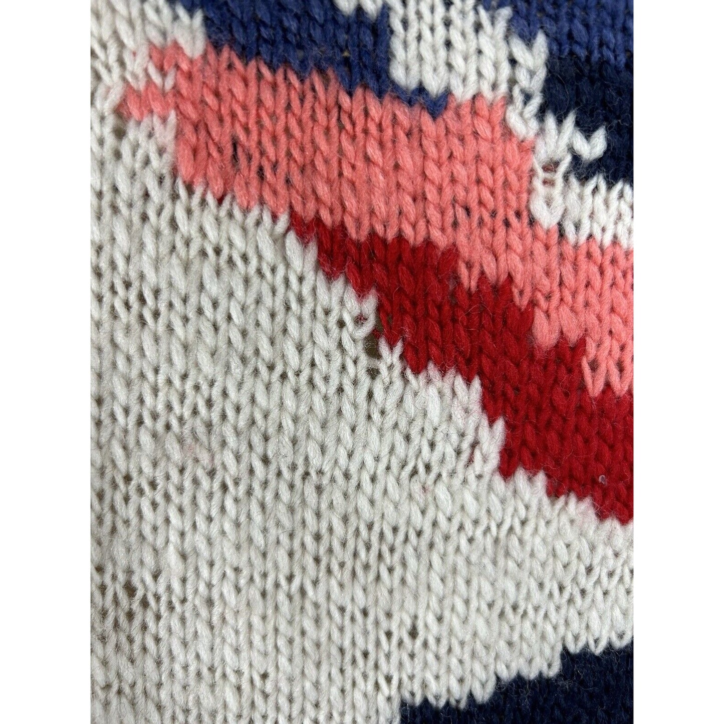 Aerie Wool Blend White Blue Fringe Pullover Tribal Knit Poncho Women’s Aerie L