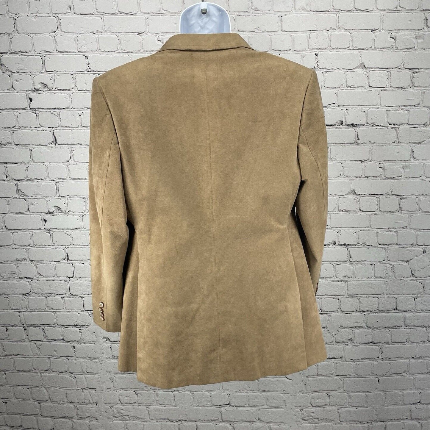 M K Loo Brown Suede Like Handmade Custom Tailor 2 Button Blazer Jacket Size 38