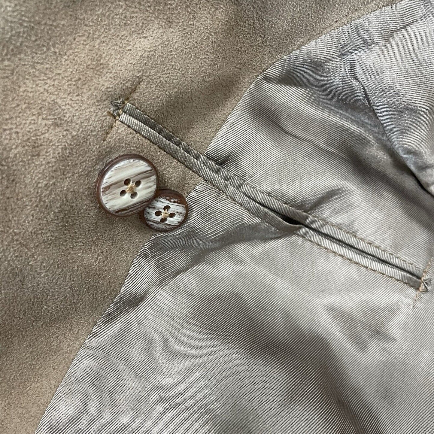 M K Loo Brown Suede Like Handmade Custom Tailor 2 Button Blazer Jacket Size 38