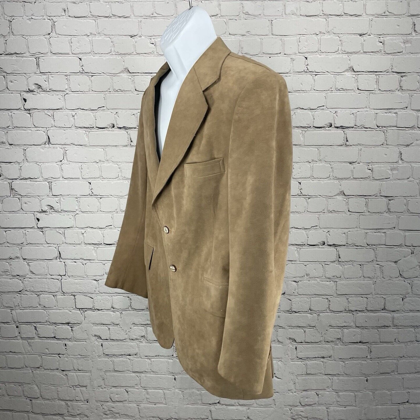 M K Loo Brown Suede Like Handmade Custom Tailor 2 Button Blazer Jacket Size 38