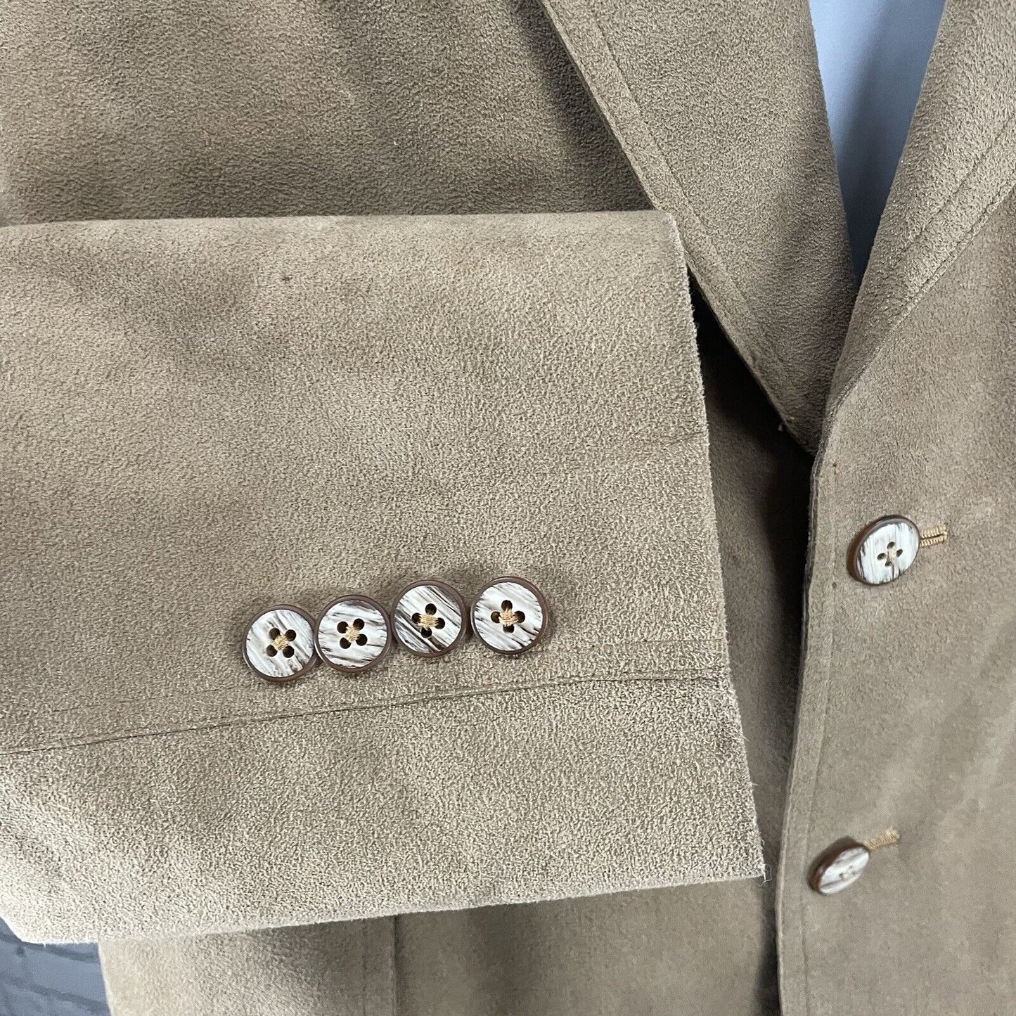 M K Loo Brown Suede Like Handmade Custom Tailor 2 Button Blazer Jacket Size 38