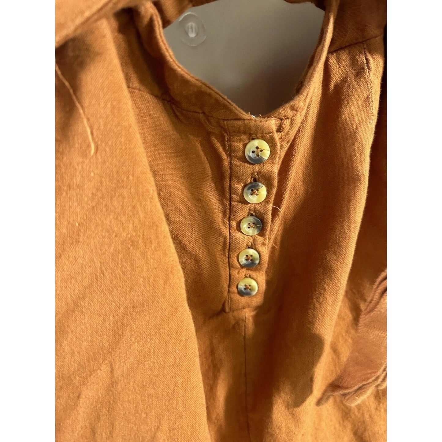 Free People Orange Linen Cotton Racerback Ruffle Neckline Faux Wrap Mini Dress S