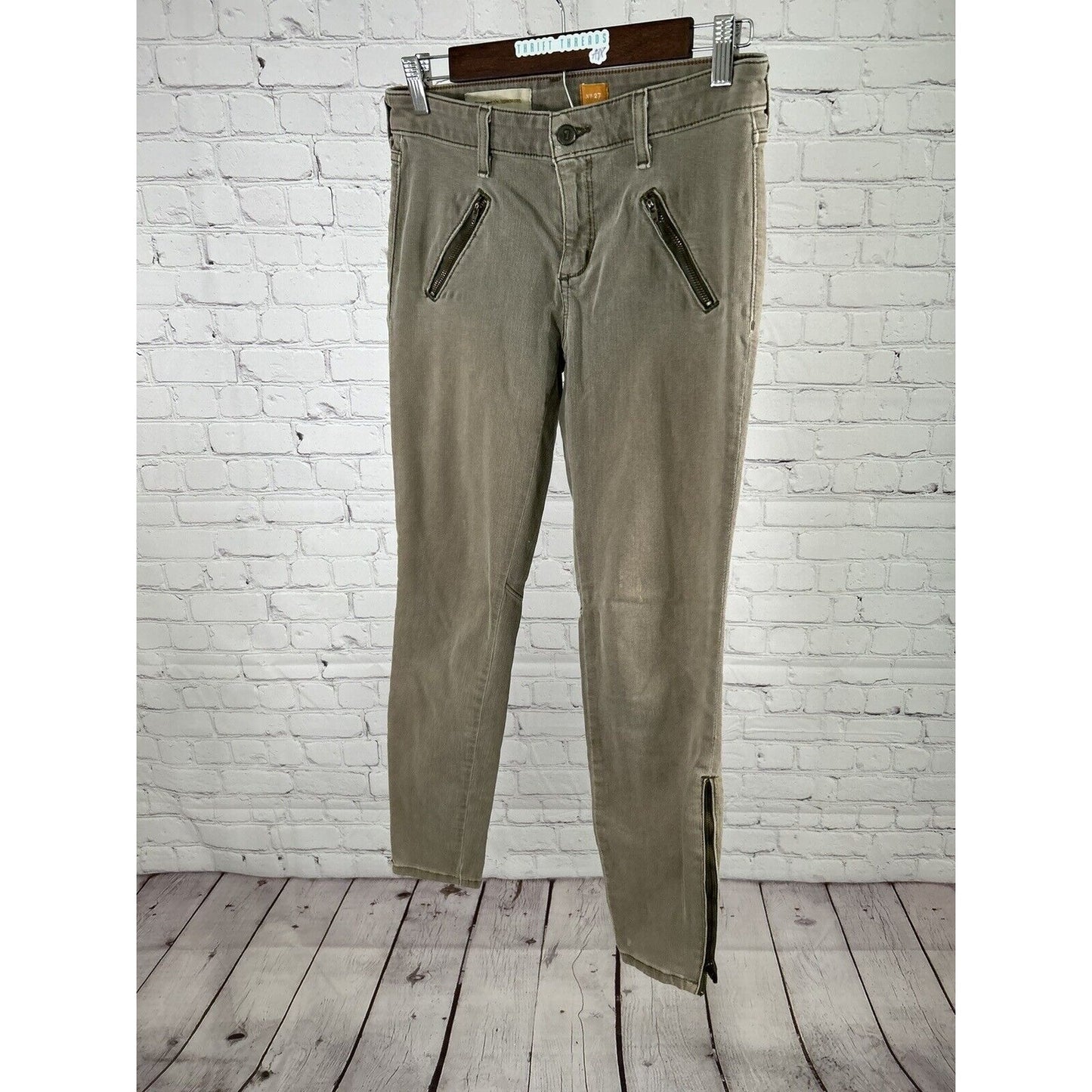 Pilcro and The Letterpress Gray Ankle Zip Pockets Women’s Skinny Jeans (27 x 29)