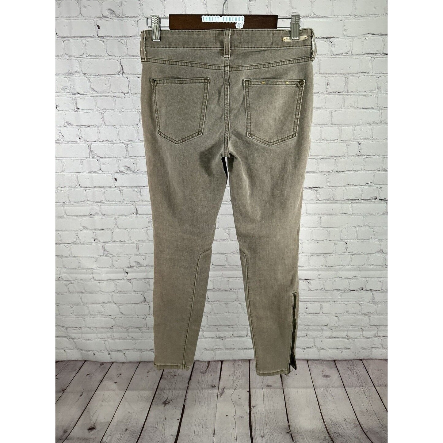 Pilcro and The Letterpress Gray Ankle Zip Pockets Women’s Skinny Jeans (27 x 29)