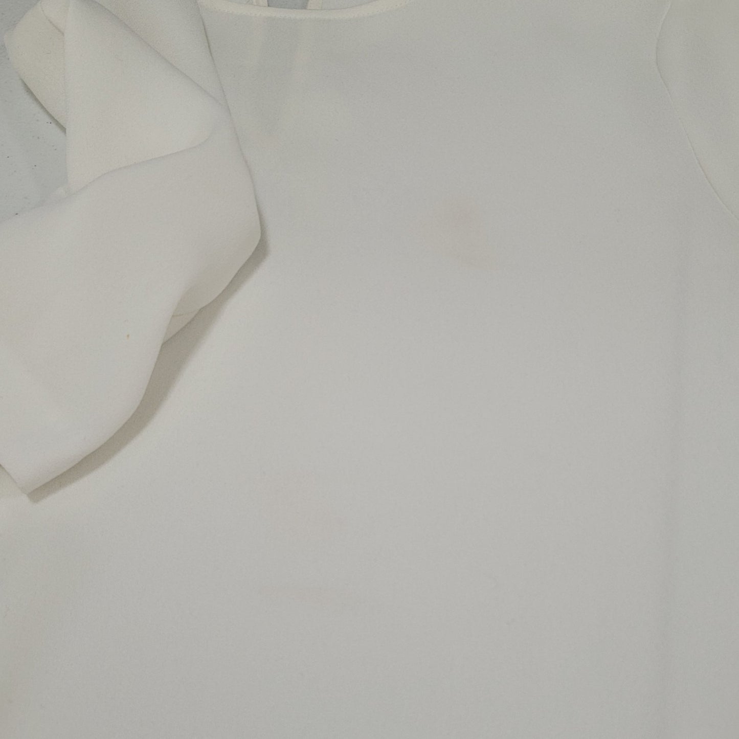 NWD Zara White Semi Sheer Lightweight Pleated Short Sleeve Top Blouse Size XS