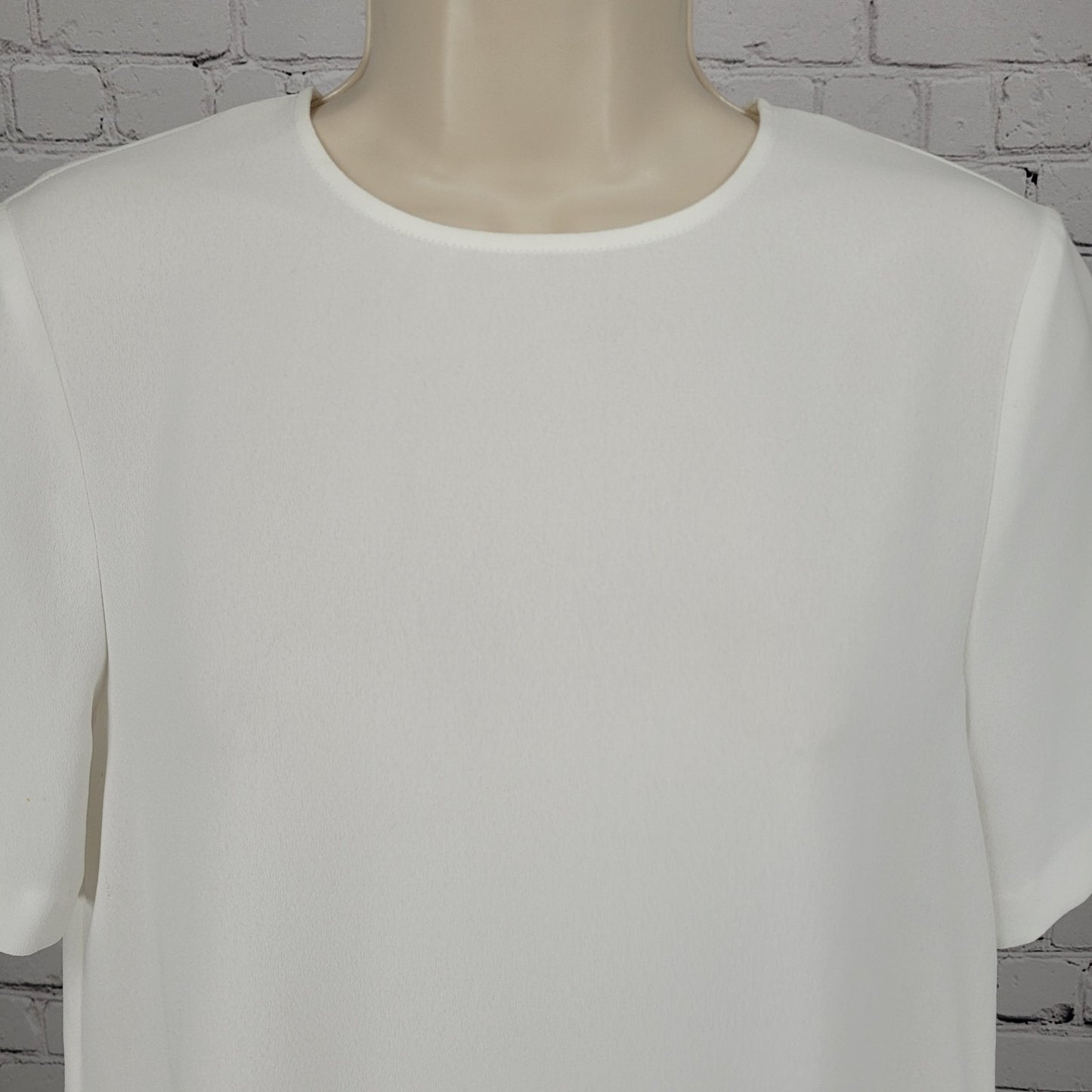 NWD Zara White Semi Sheer Lightweight Pleated Short Sleeve Top Blouse Size XS