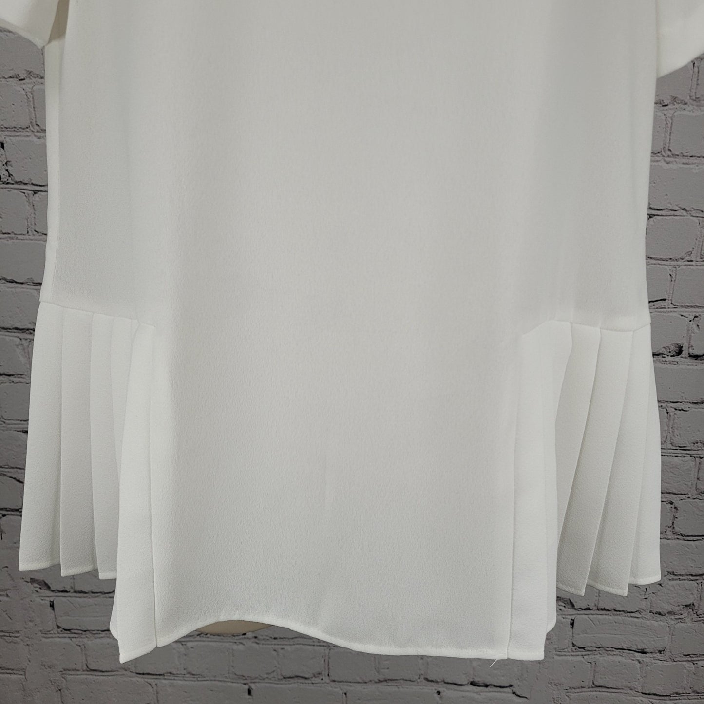 NWD Zara White Semi Sheer Lightweight Pleated Short Sleeve Top Blouse Size XS