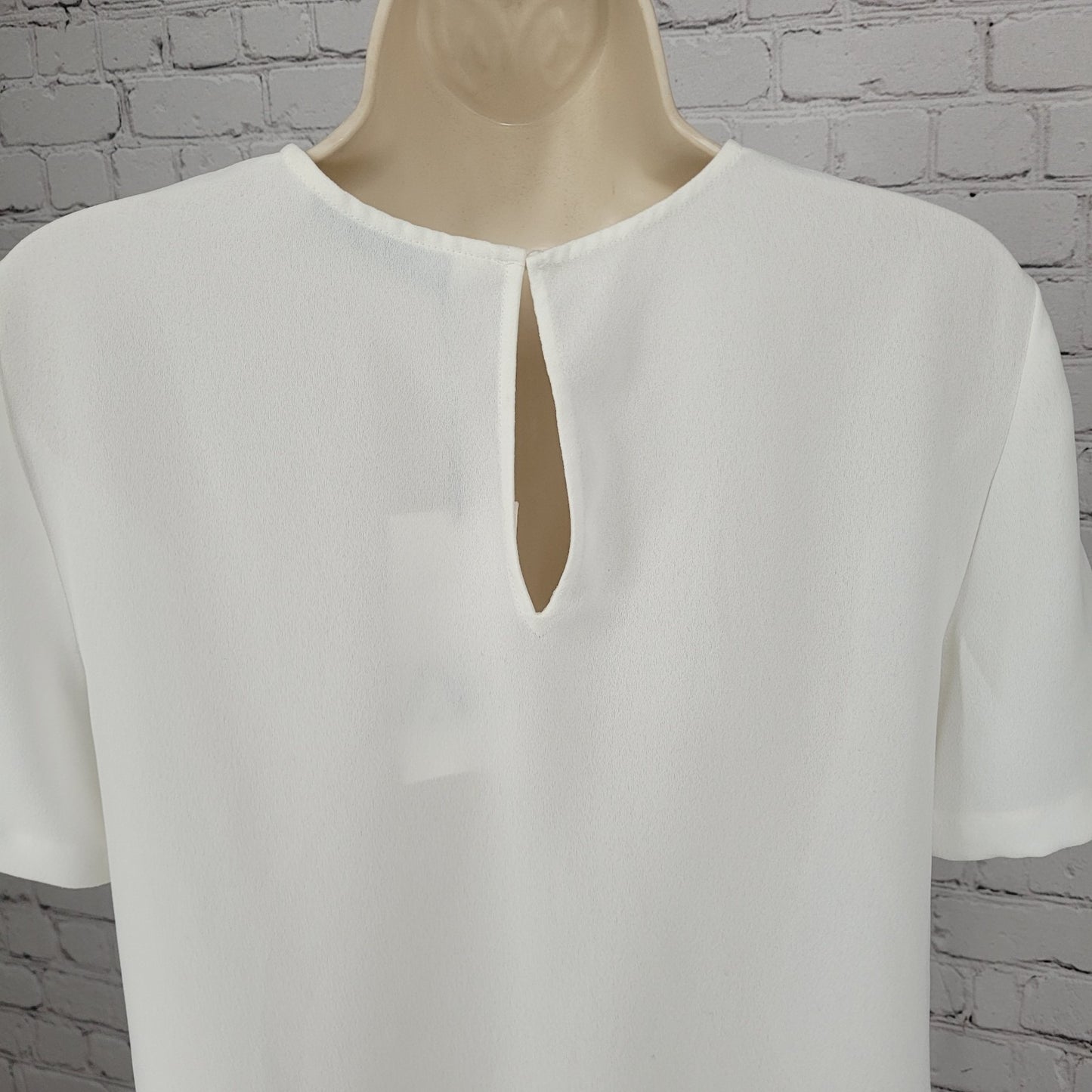NWD Zara White Semi Sheer Lightweight Pleated Short Sleeve Top Blouse Size XS