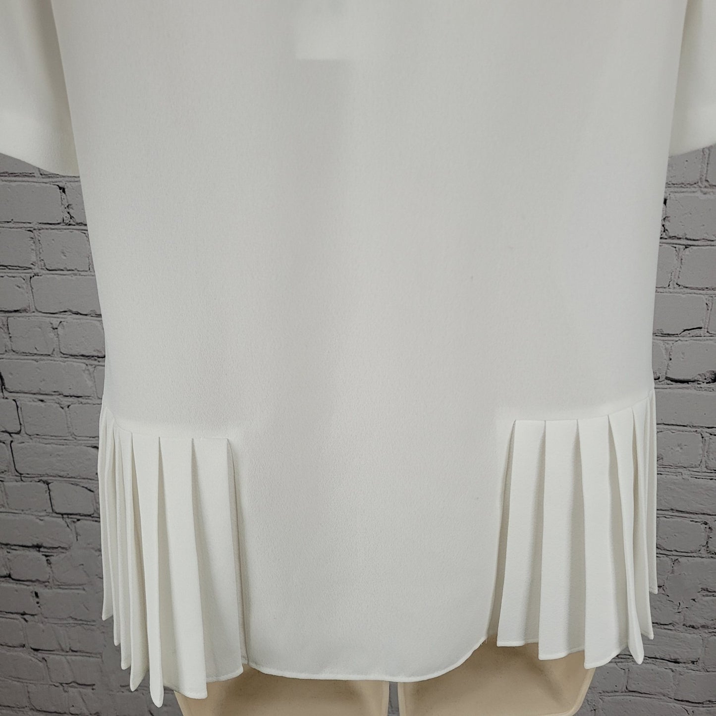 NWD Zara White Semi Sheer Lightweight Pleated Short Sleeve Top Blouse Size XS