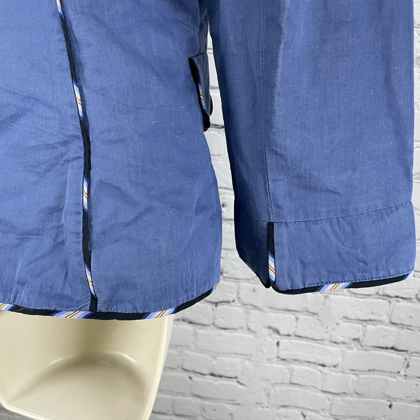 Diane Von Furstenberg Blue Cotton Blend Collared Lightweight Unlined Jacket 8