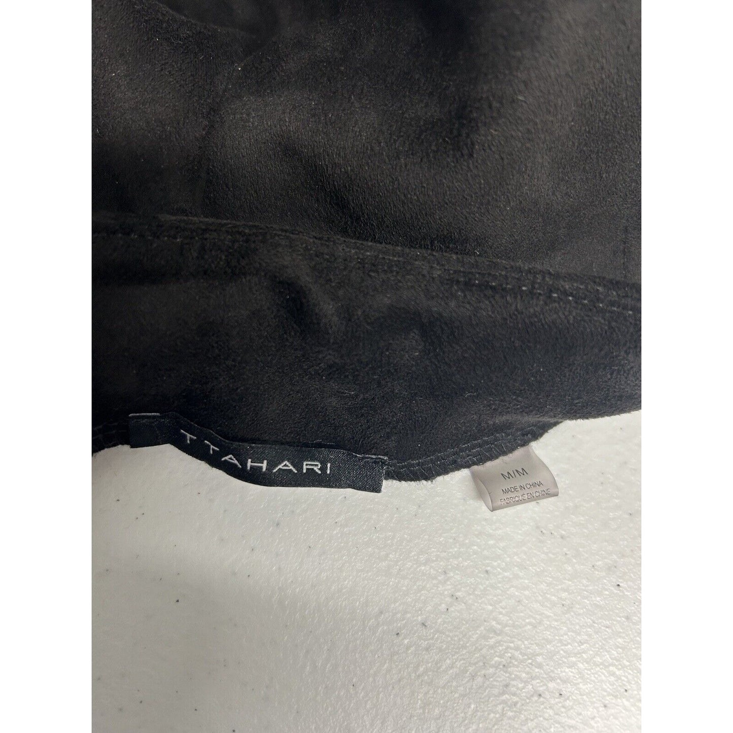T Tahari Women Black Vegan Leather Pull On Flat Front Skinny Leg Pants M (28x28)
