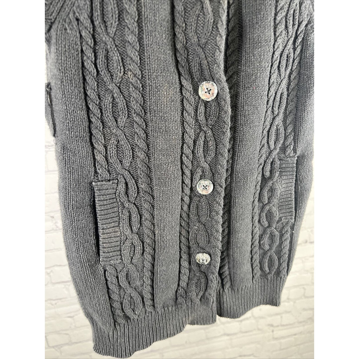 Gymboree Girls Gray Cable Knit Sweater Dress Shiny Buttons Size XS 3-4