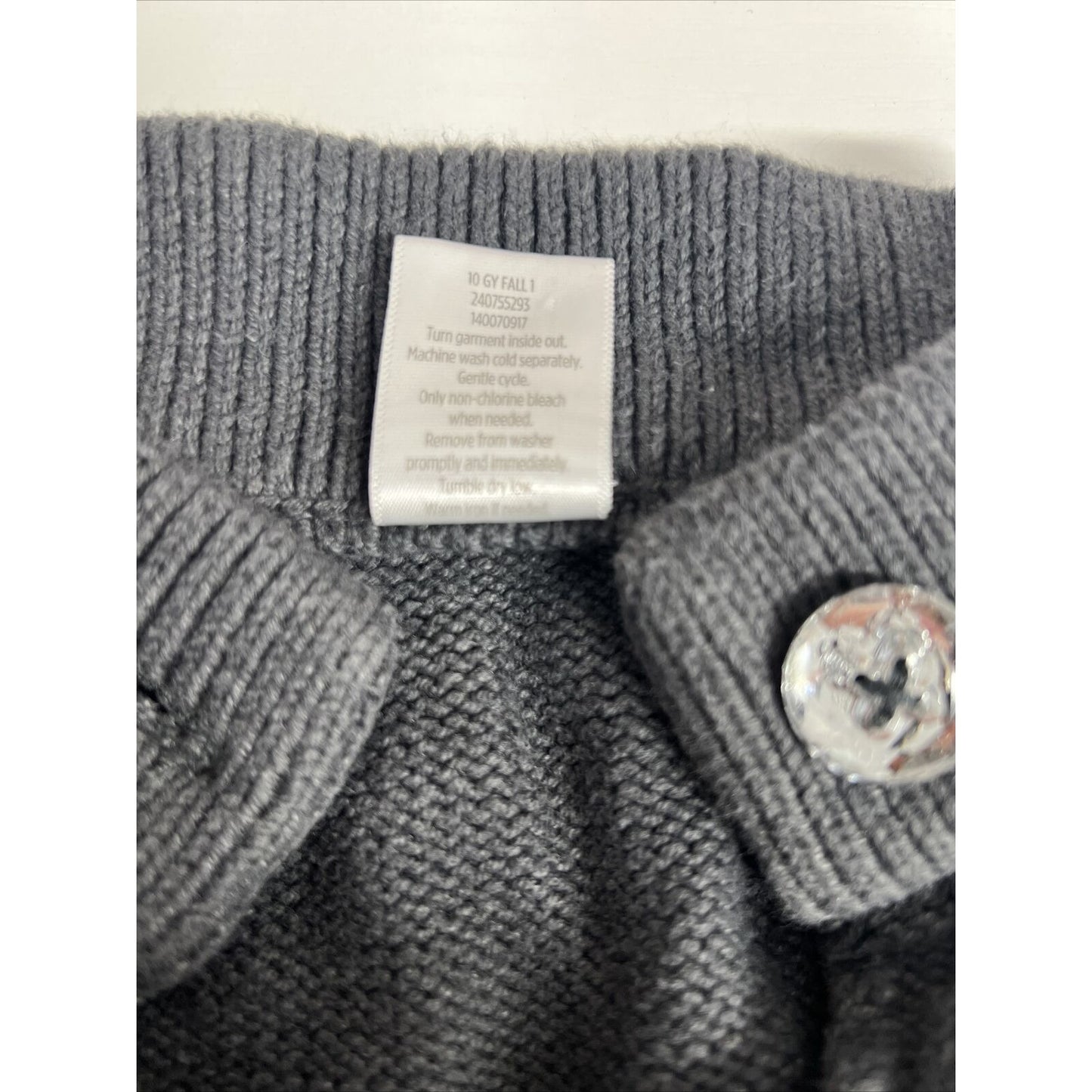 Gymboree Girls Gray Cable Knit Sweater Dress Shiny Buttons Size XS 3-4