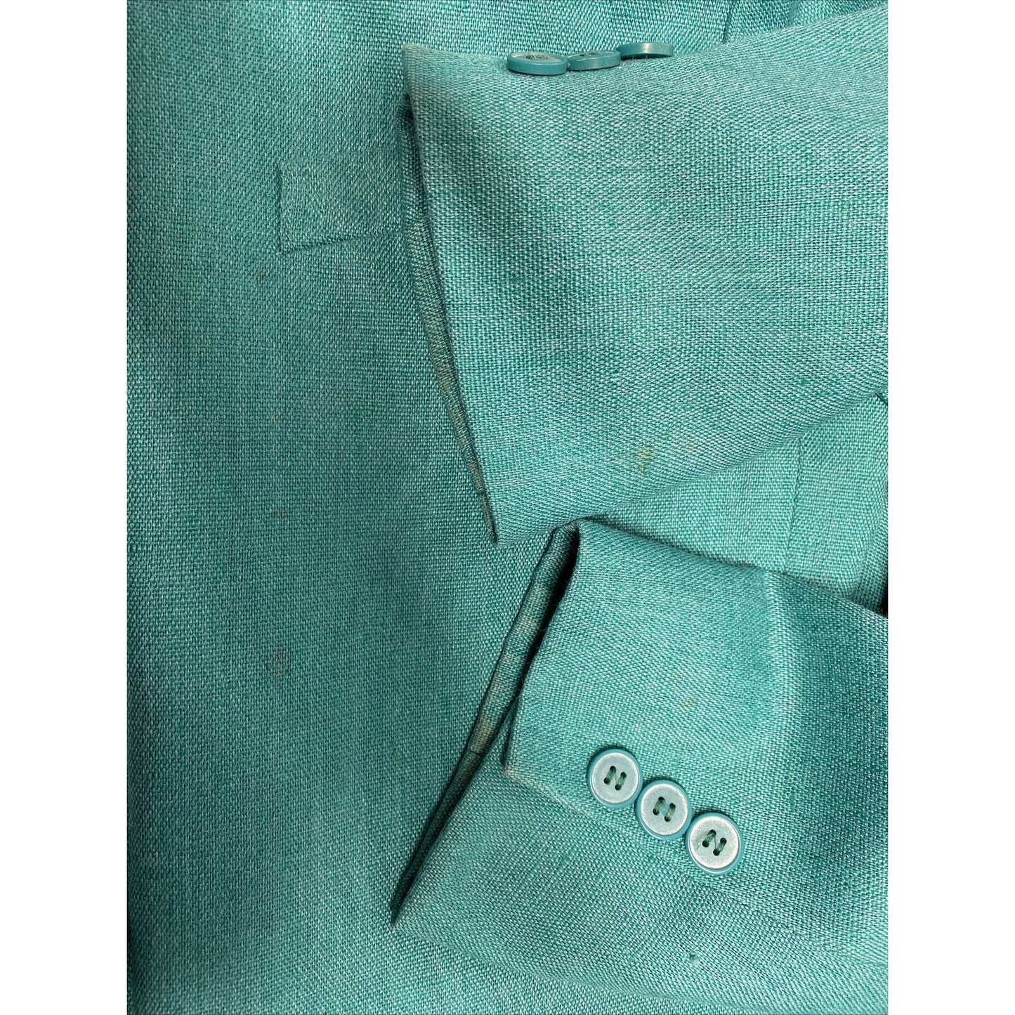Vintage Jay Jacobs Teal Linen Blend 4 Button Jacket Blazer Pockets Womens 10