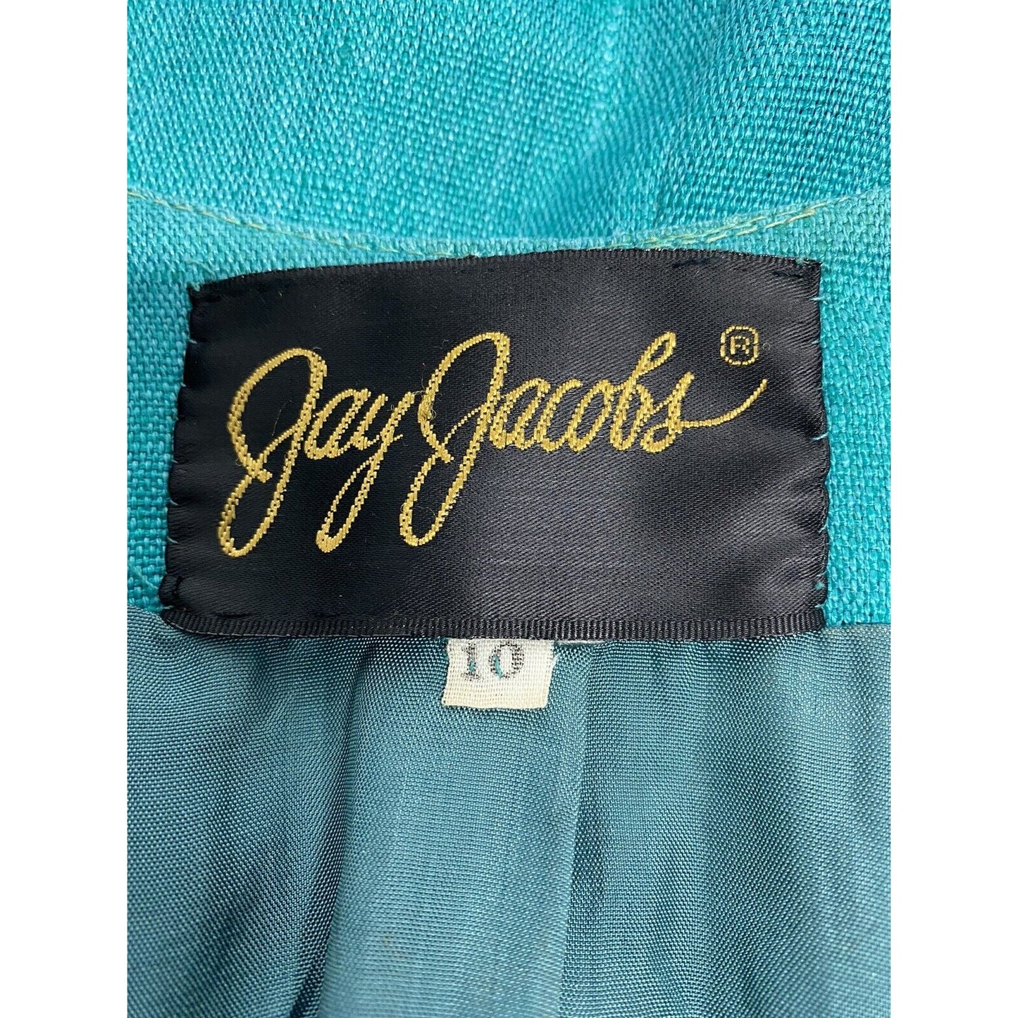 Vintage Jay Jacobs Teal Linen Blend 4 Button Jacket Blazer Pockets Womens 10