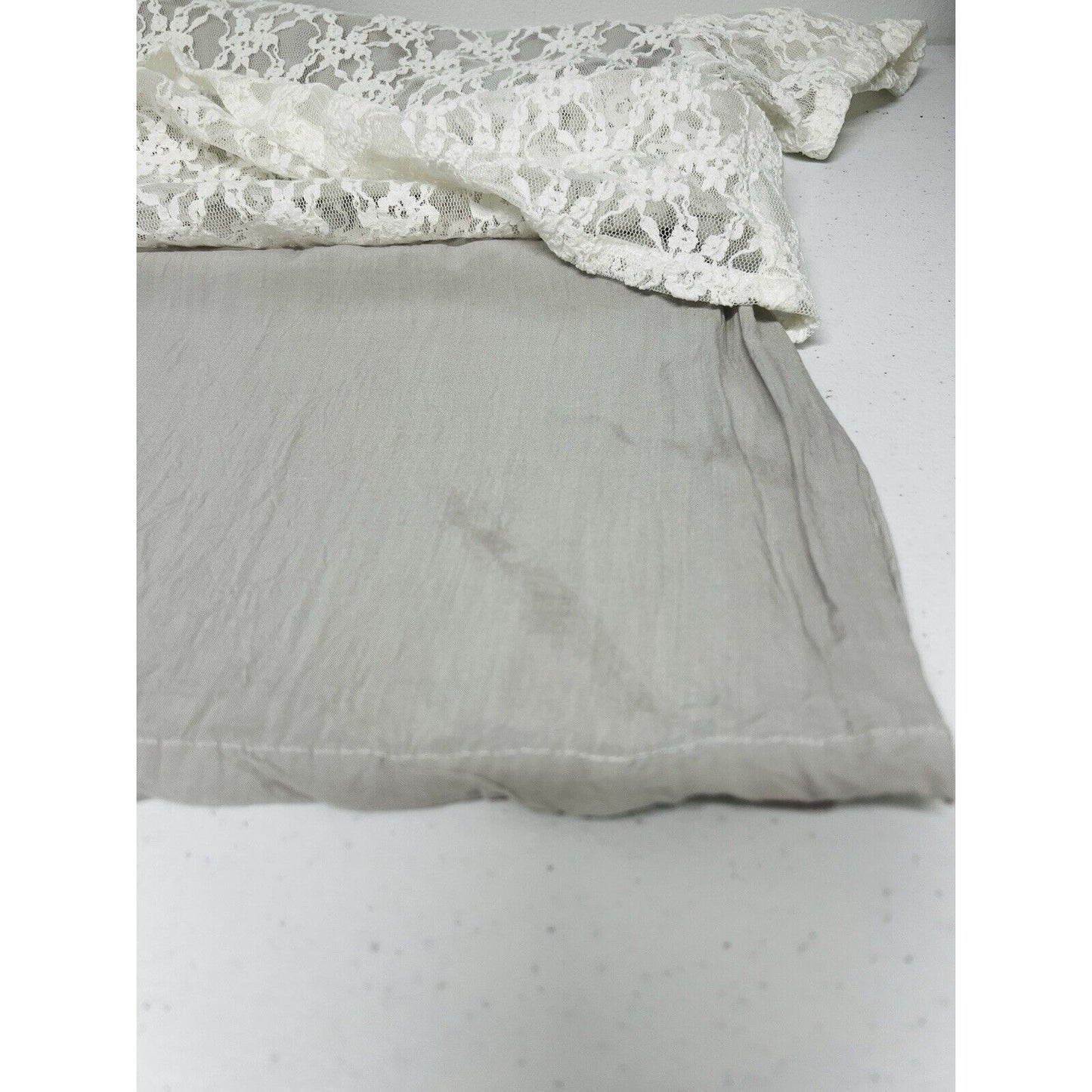 Koch Anthropologie White Grey Lace Short Sleeve Blouse Top USA Women’s XS