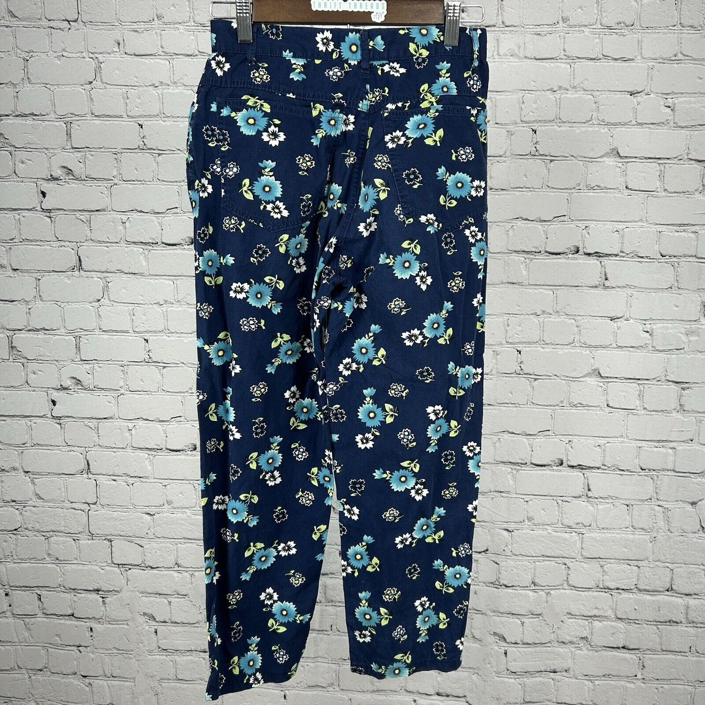 United Colors Of Benetton Blue Cotton Floral Ankle Pant Italy Size XS (26X22.5)