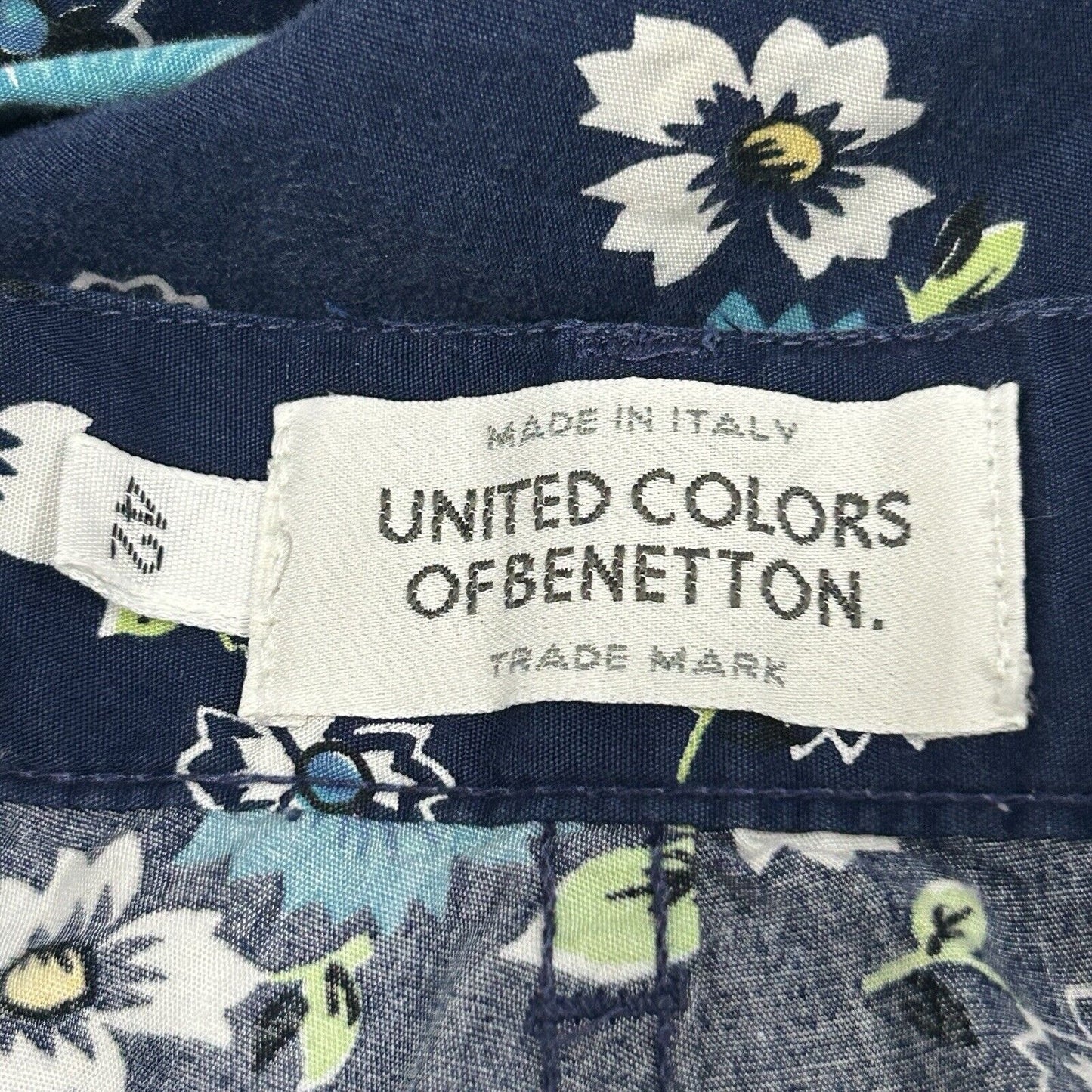 United Colors Of Benetton Blue Cotton Floral Ankle Pant Italy Size XS (26X22.5)