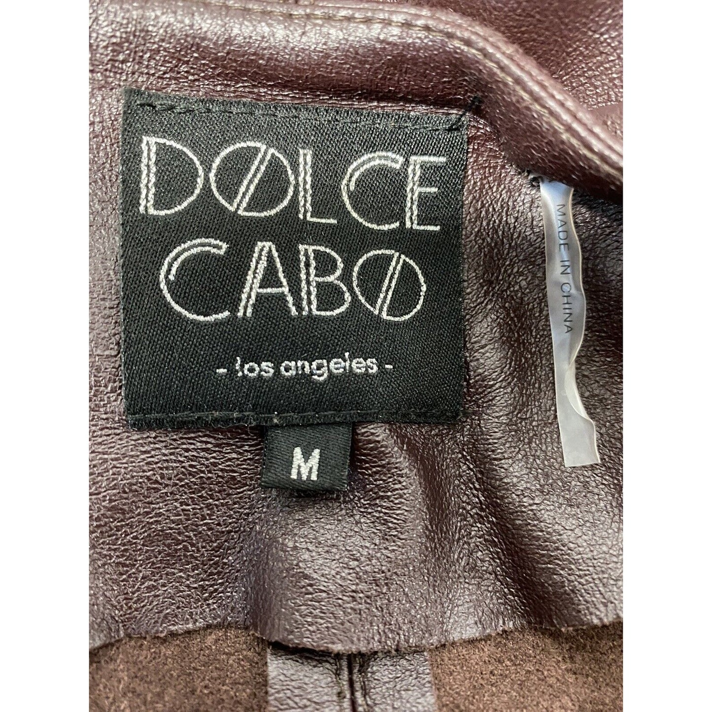 Dolce Cabo Brown Open Drapey Front Soft Vegan Leather Zipper Pockets Jacket M