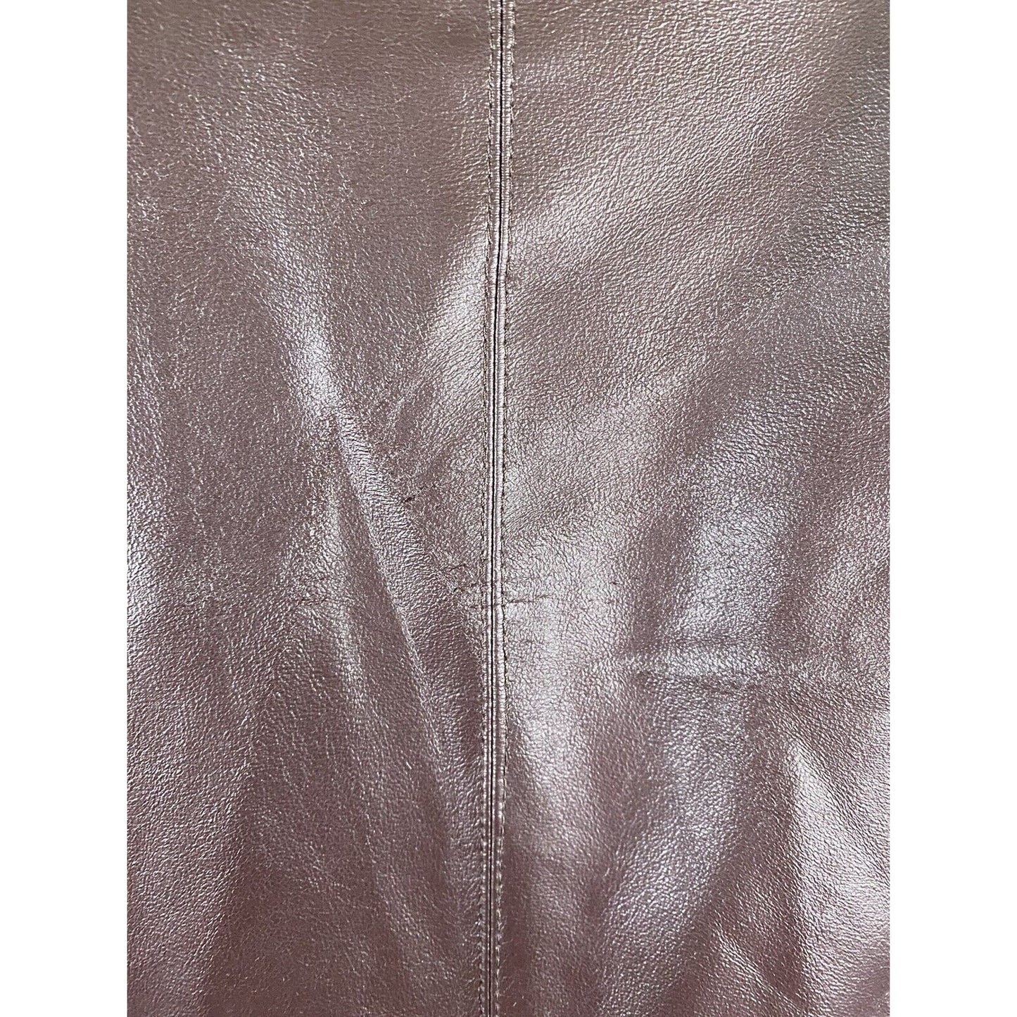 Dolce Cabo Brown Open Drapey Front Soft Vegan Leather Zipper Pockets Jacket M