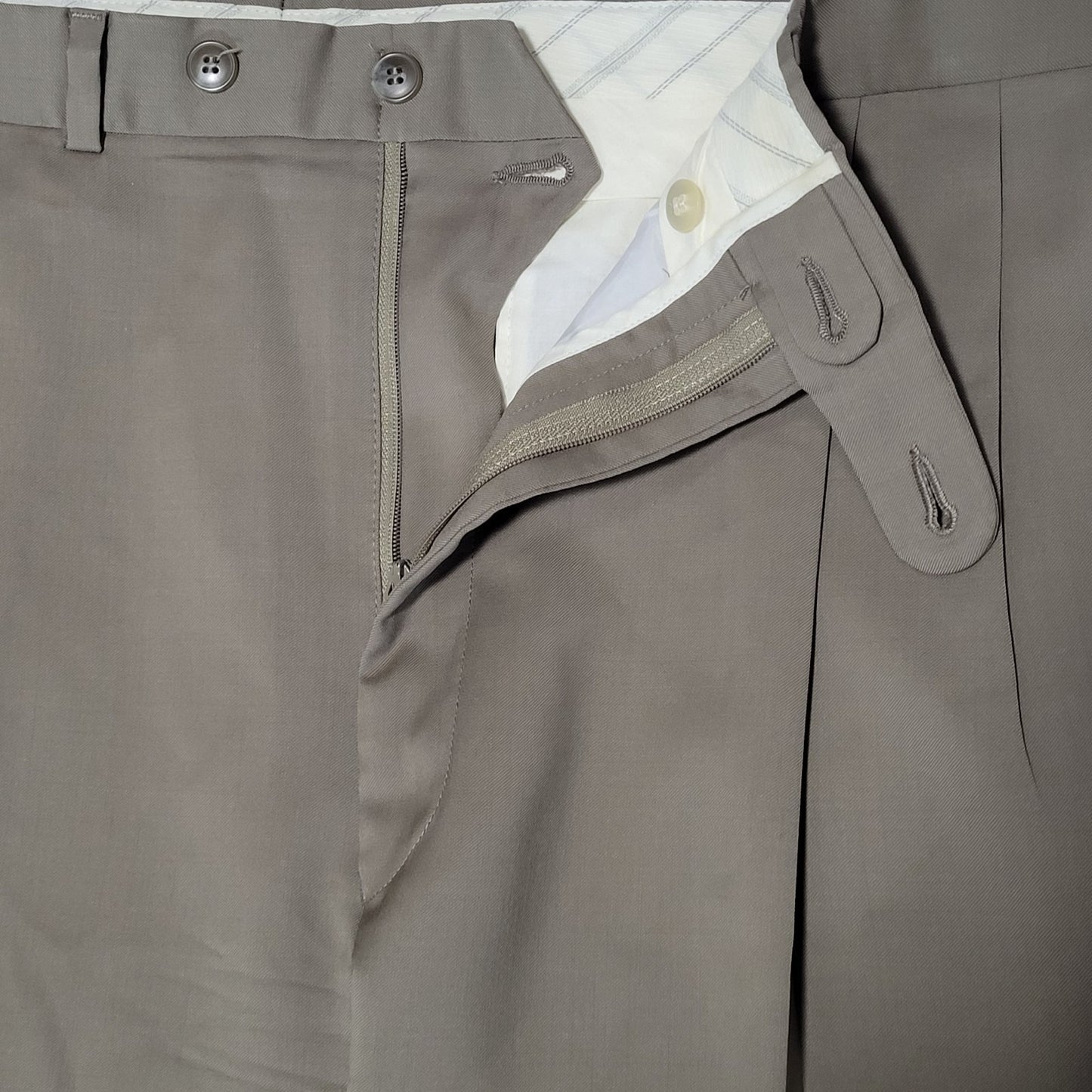 Jack Victor Prossimo Khaki 100% Italian Wool Pleated Dress Pants Size 37 (37x30)