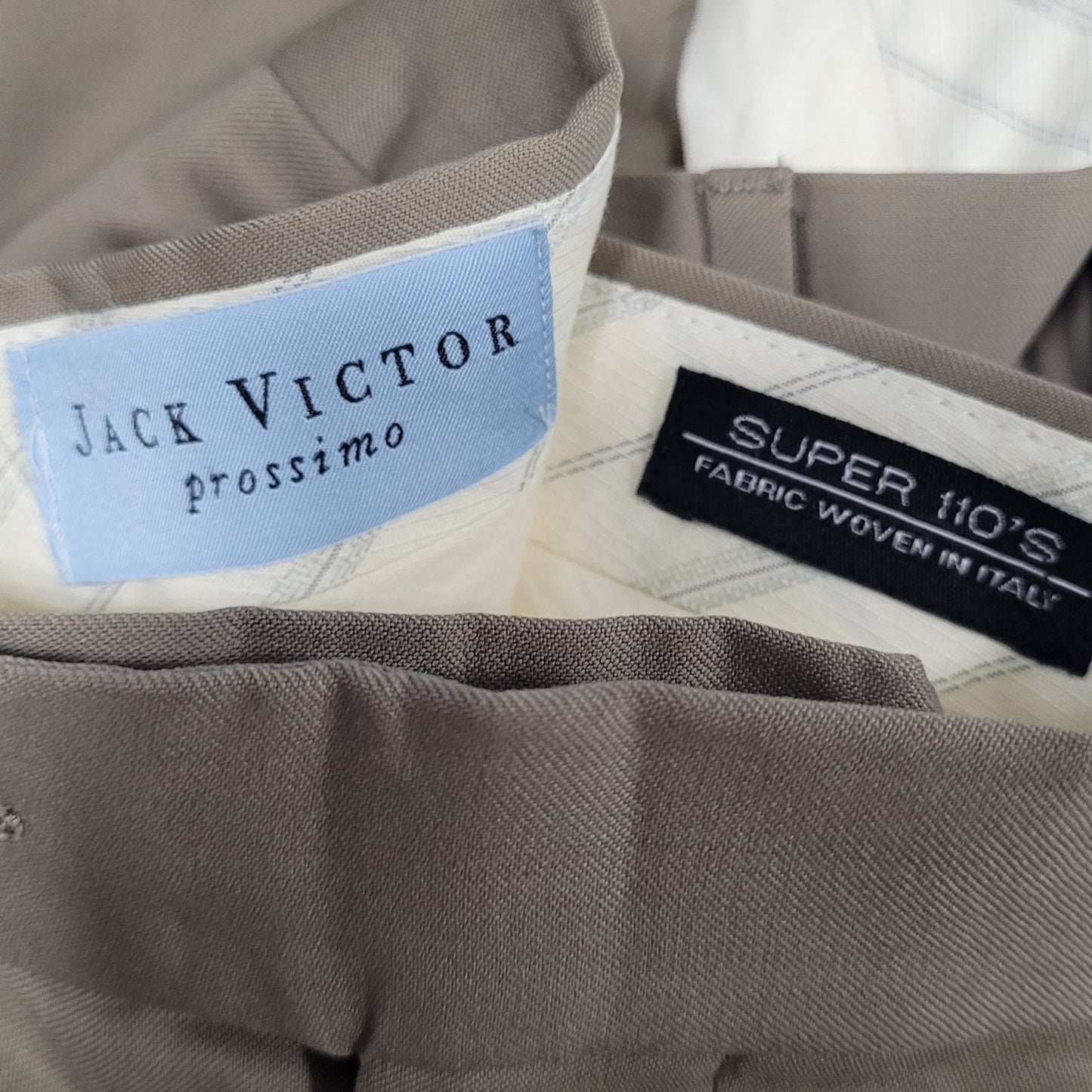 Jack Victor Prossimo Khaki 100% Italian Wool Pleated Dress Pants Size 37 (37x30)