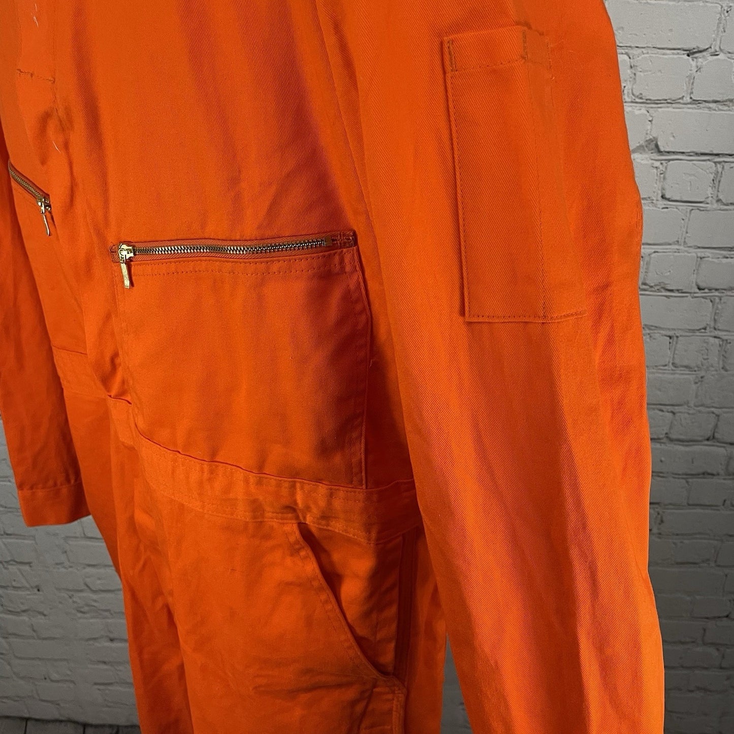 Walls Master Made Orange 100% Cotton Zip Uniform Workwear High Vis Coveralls 44R