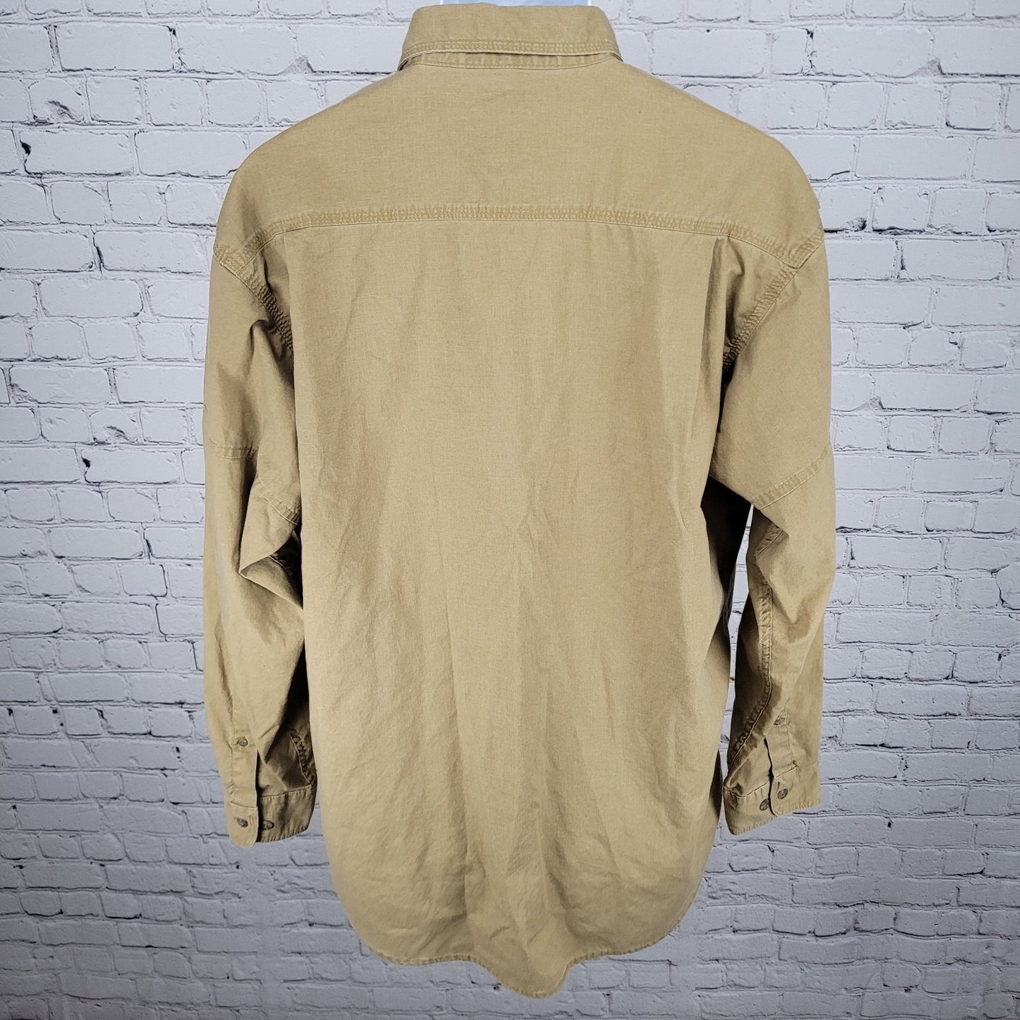 RedHead Brand Co Tan Cotton Button Up Long Sleeve Outdoor Shirt Size Large L