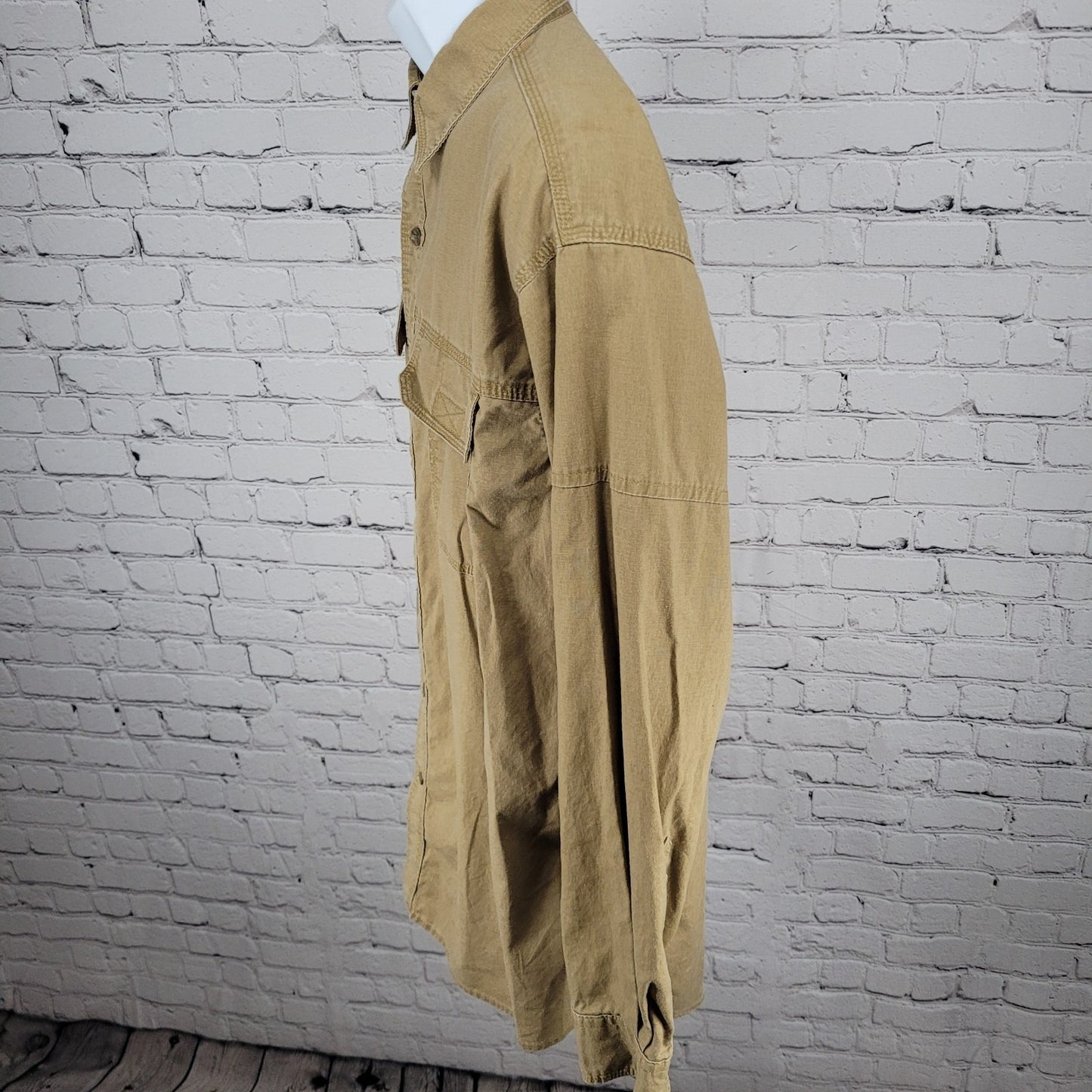 RedHead Brand Co Tan Cotton Button Up Long Sleeve Outdoor Shirt Size Large L
