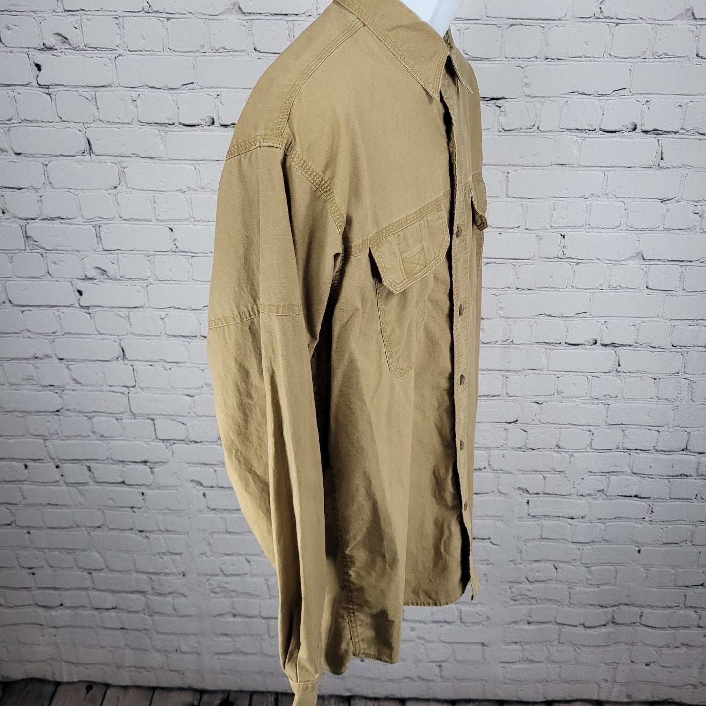RedHead Brand Co Tan Cotton Button Up Long Sleeve Outdoor Shirt Size Large L