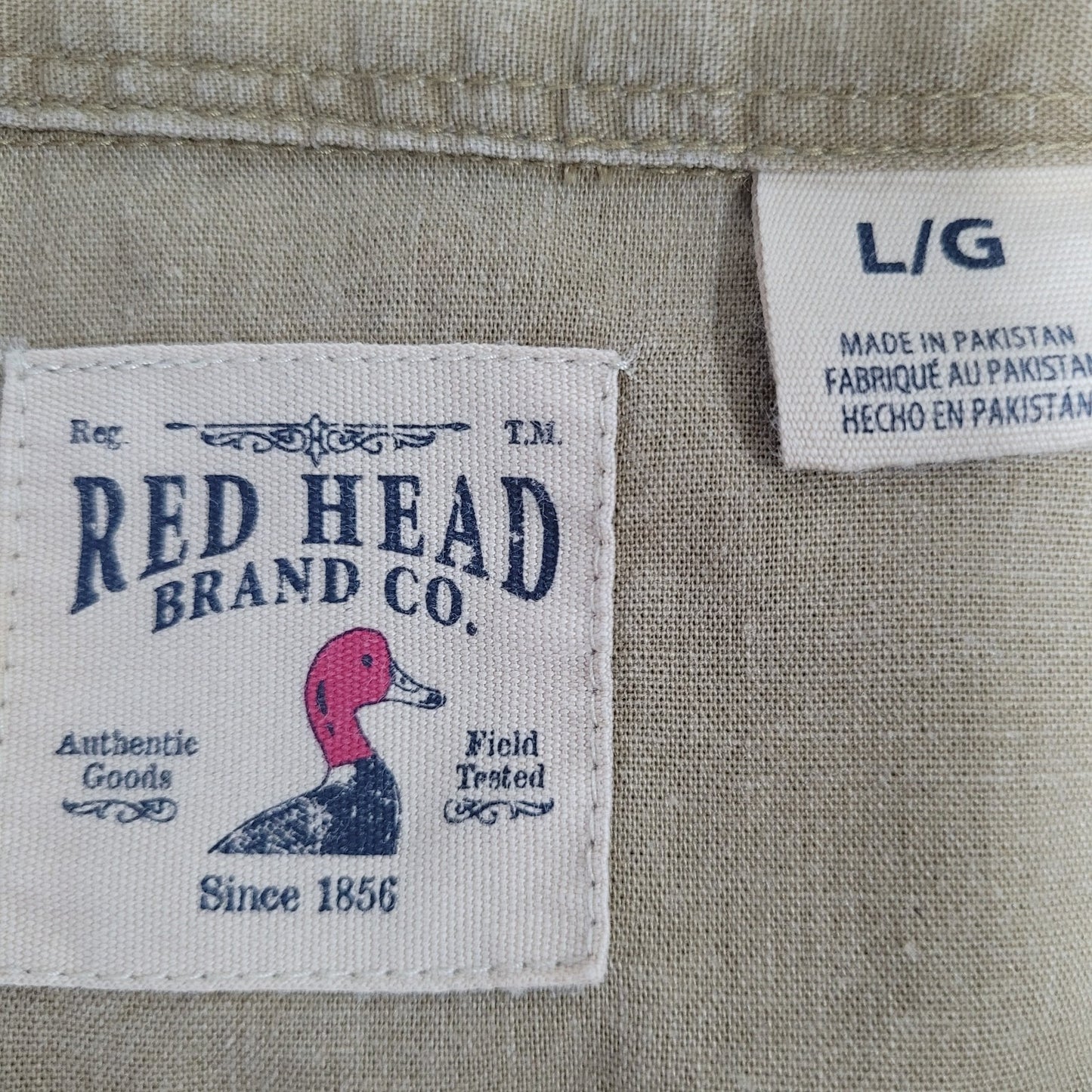 RedHead Brand Co Tan Cotton Button Up Long Sleeve Outdoor Shirt Size Large L