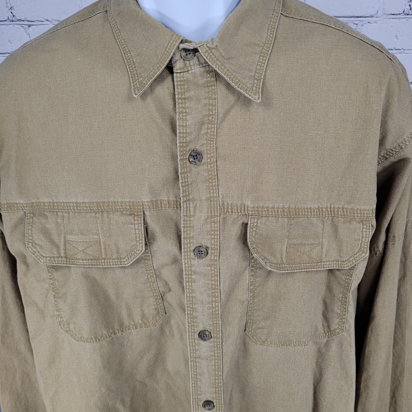 RedHead Brand Co Tan Cotton Button Up Long Sleeve Outdoor Shirt Size Large L