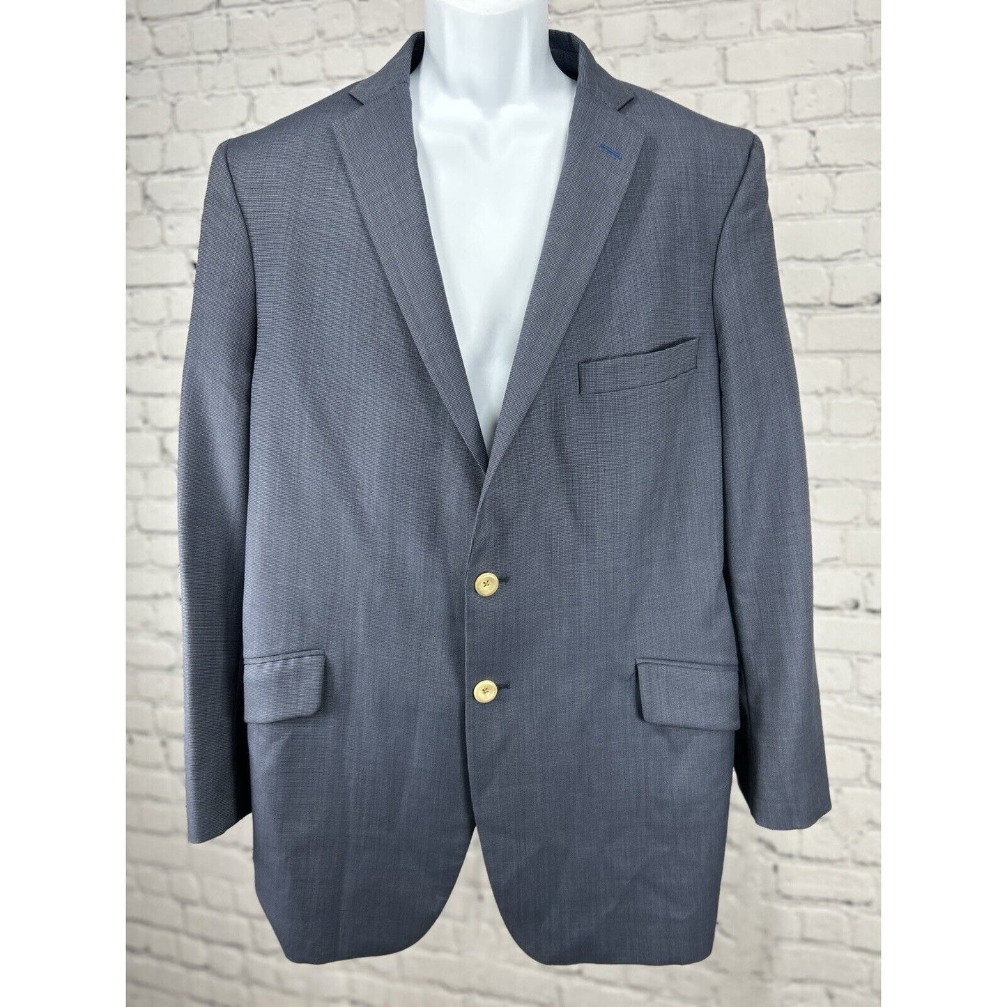 Tom James Custom Blue Honeycomb 2 Button Double Vented Sport Coat Blazer Size 40