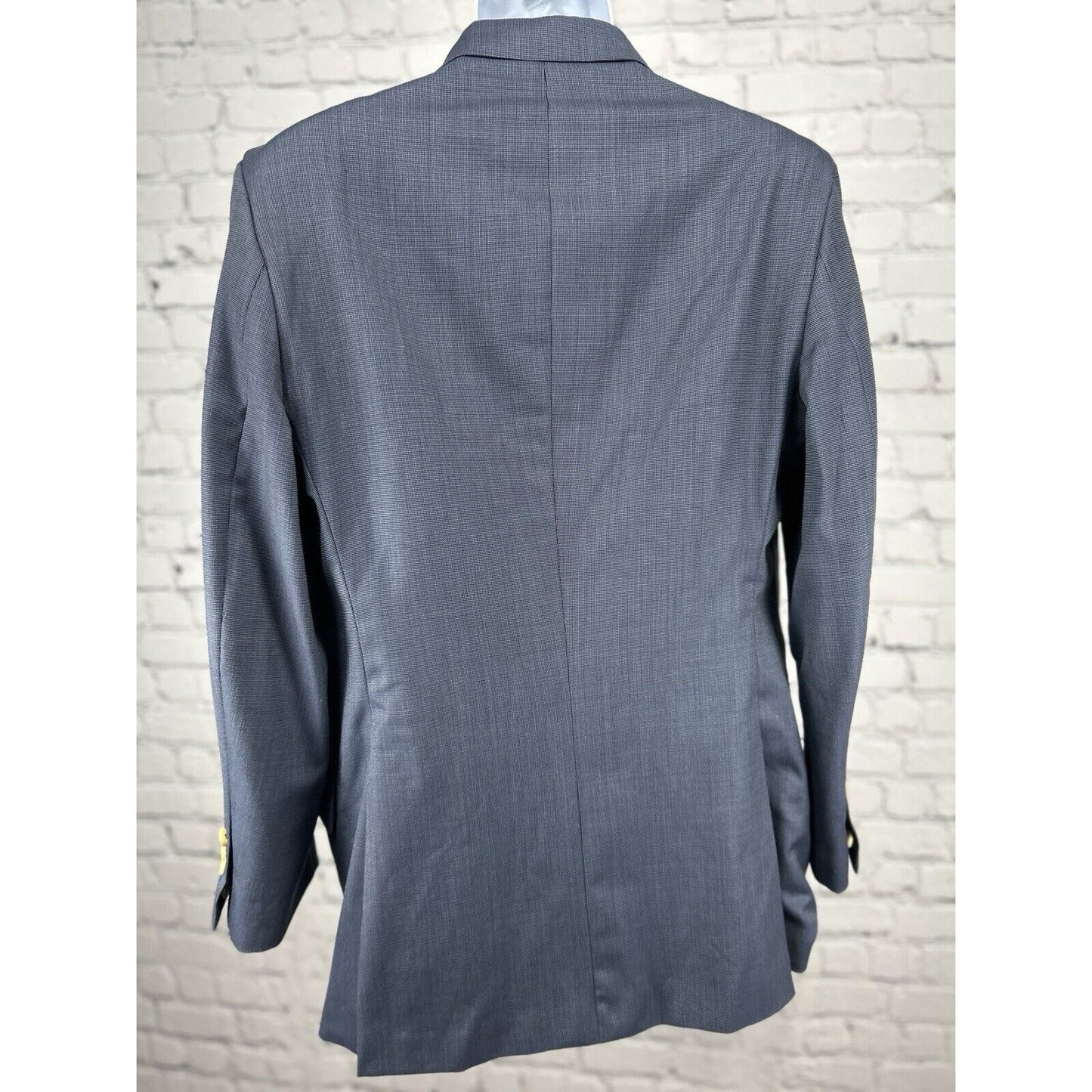 Tom James Custom Blue Honeycomb 2 Button Double Vented Sport Coat Blazer Size 40