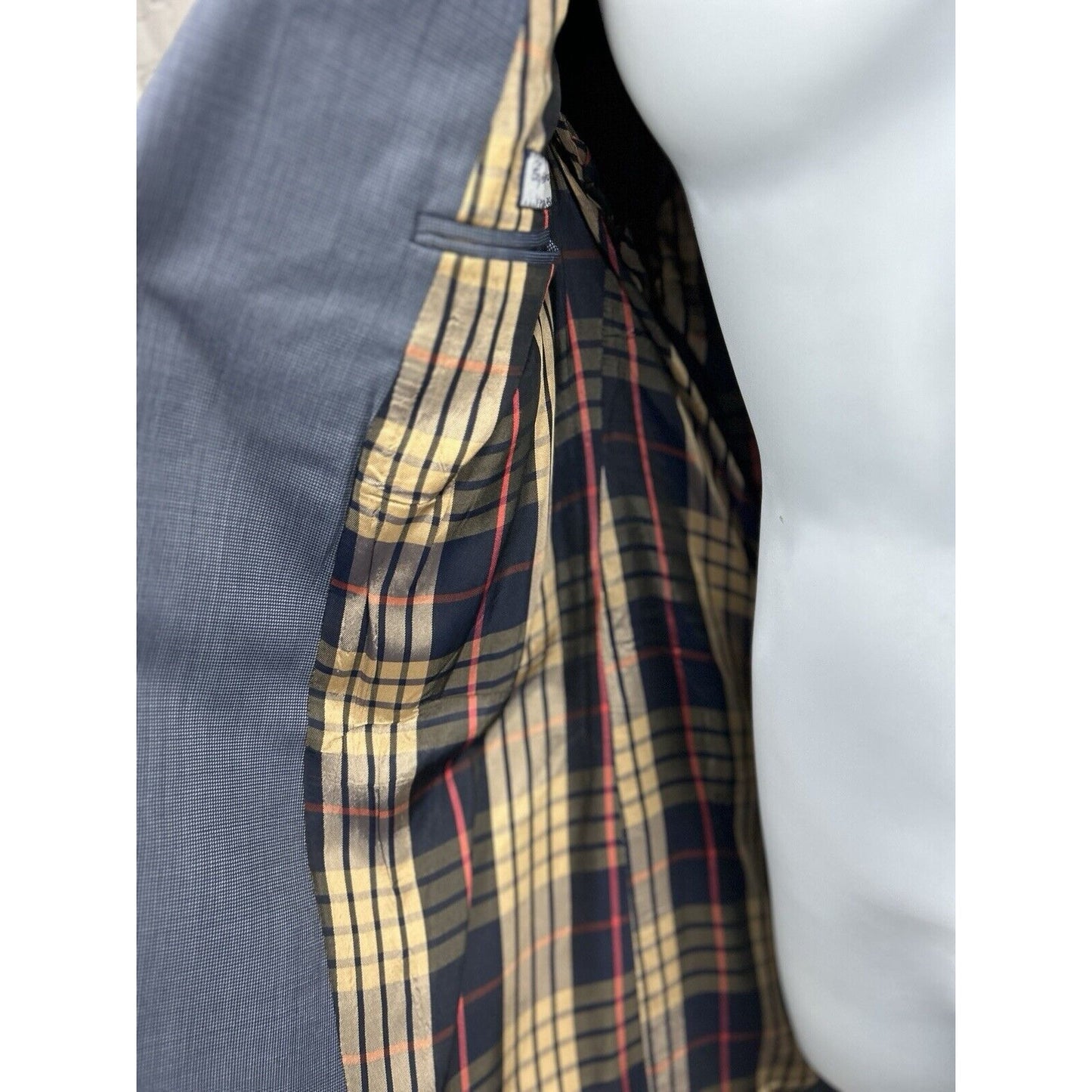 Tom James Custom Blue Honeycomb 2 Button Double Vented Sport Coat Blazer Size 40