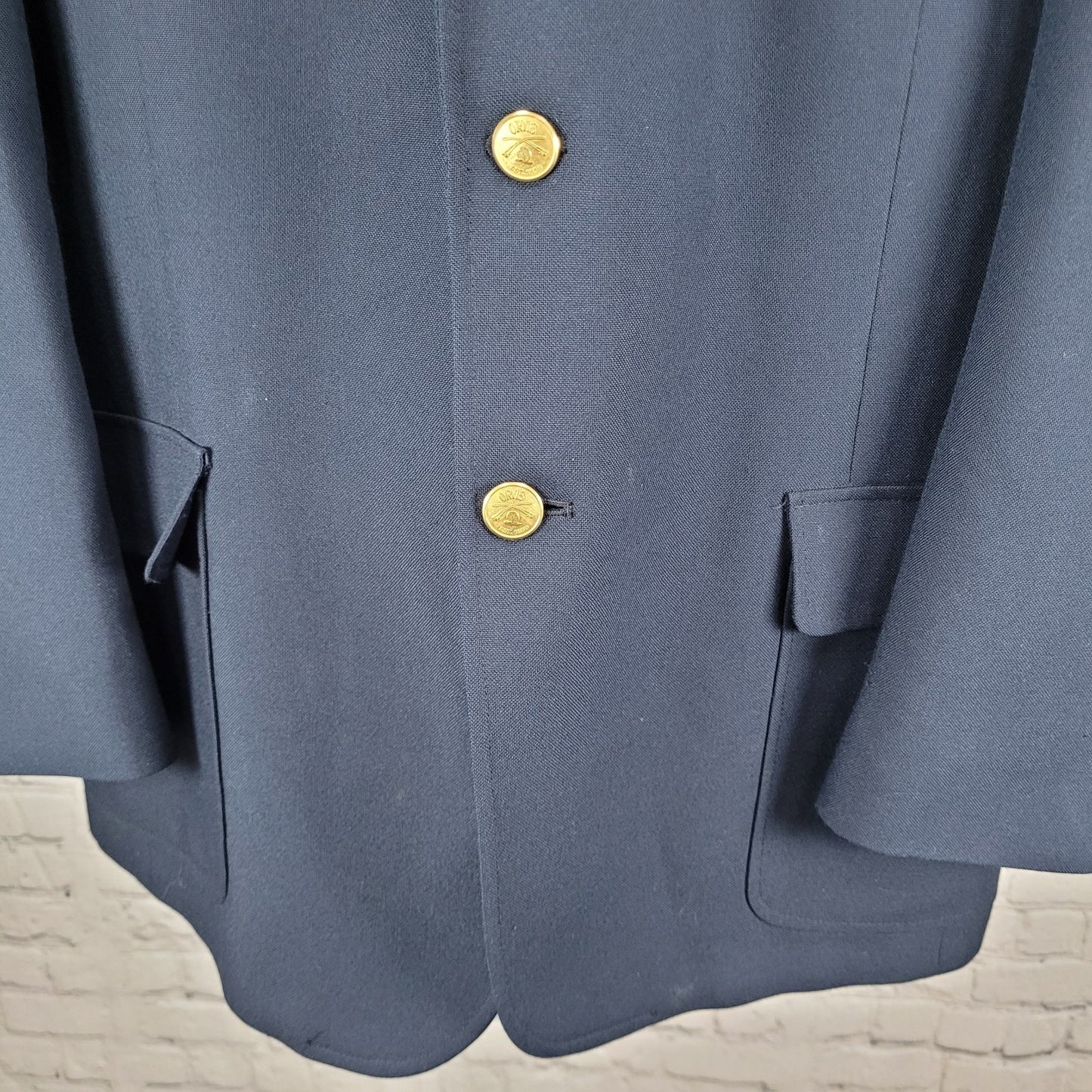 VTG Orvis Navy Wool Blend 3 Gold Button Vented Notch Blazer USA Made Size 44L