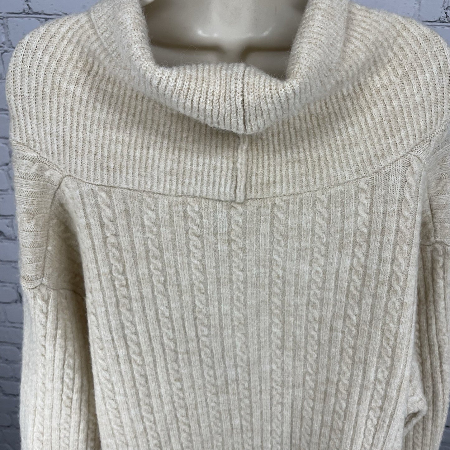 Zara Beige Knit Oversized Boxy Pullover Side Slits Sweater Size Large L