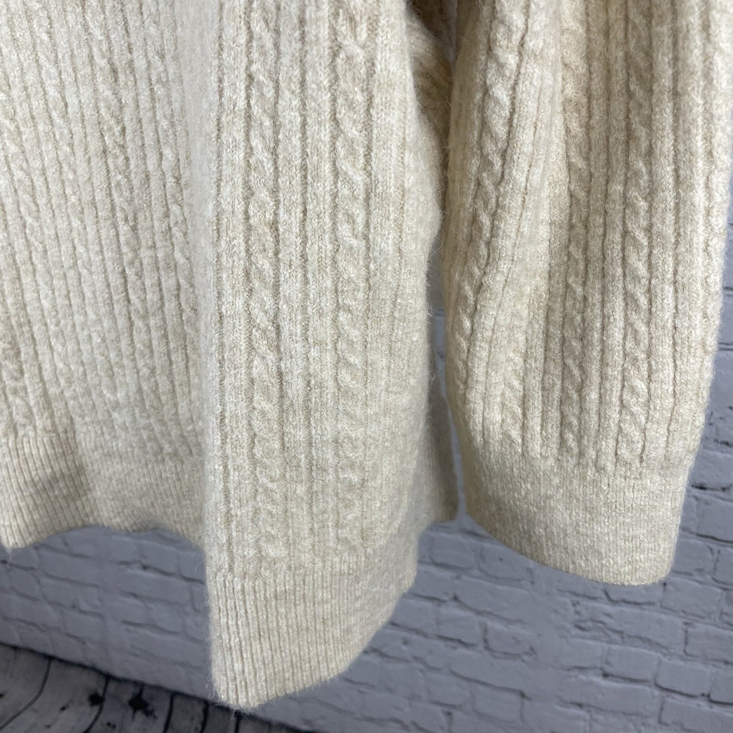 Zara Beige Knit Oversized Boxy Pullover Side Slits Sweater Size Large L