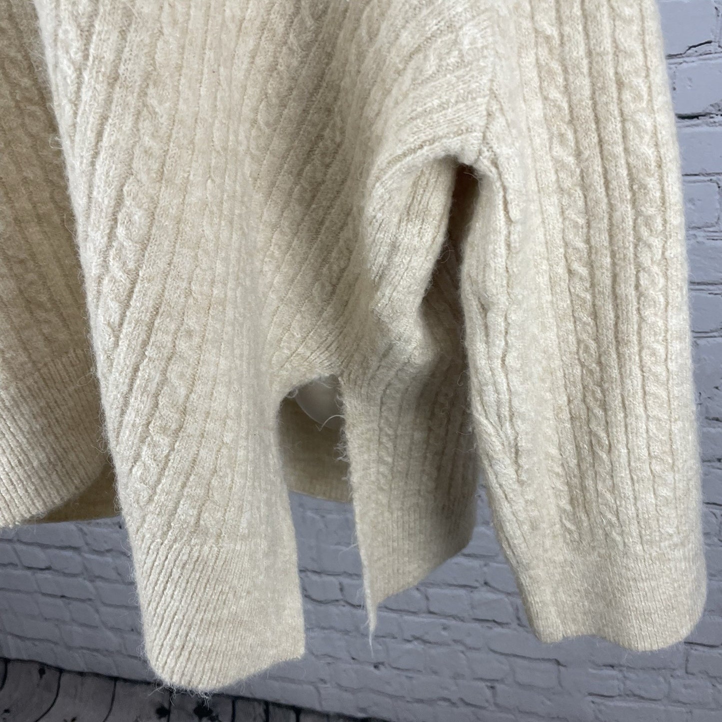 Zara Beige Knit Oversized Boxy Pullover Side Slits Sweater Size Large L