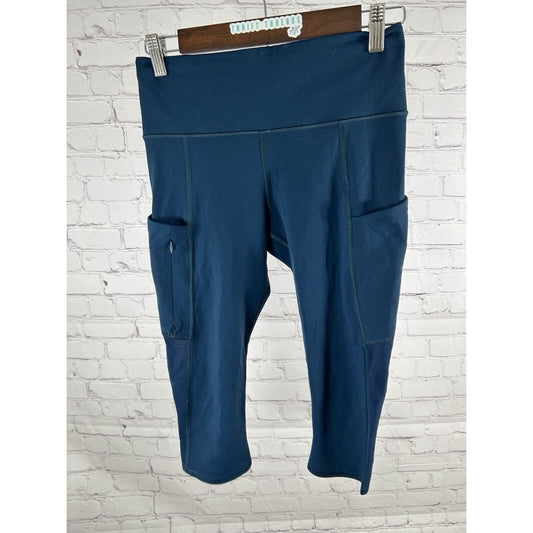 Athleta All In Deep Teal Cropped Workout Stash Pocket Athletic Leggings S