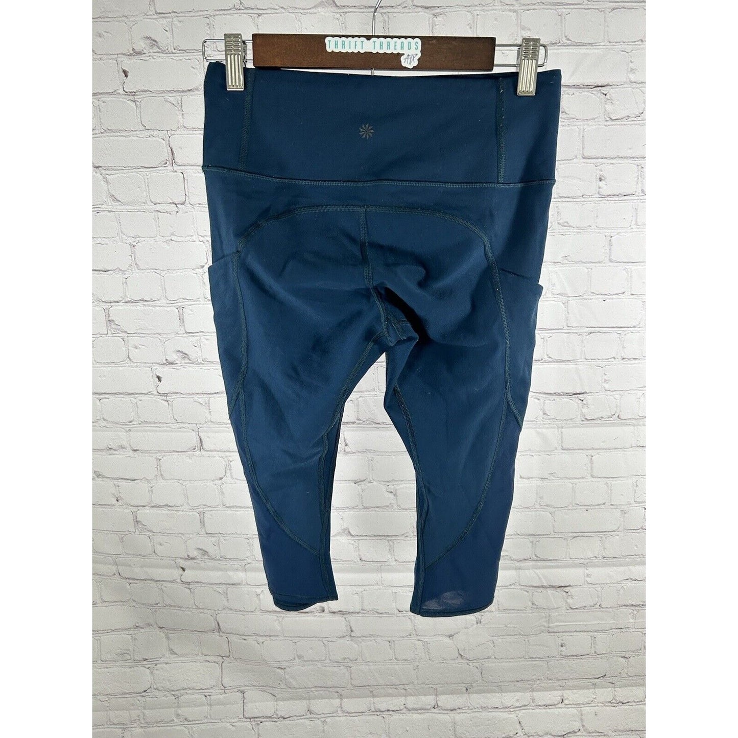 Athleta All In Deep Teal Cropped Workout Stash Pocket Athletic Leggings S