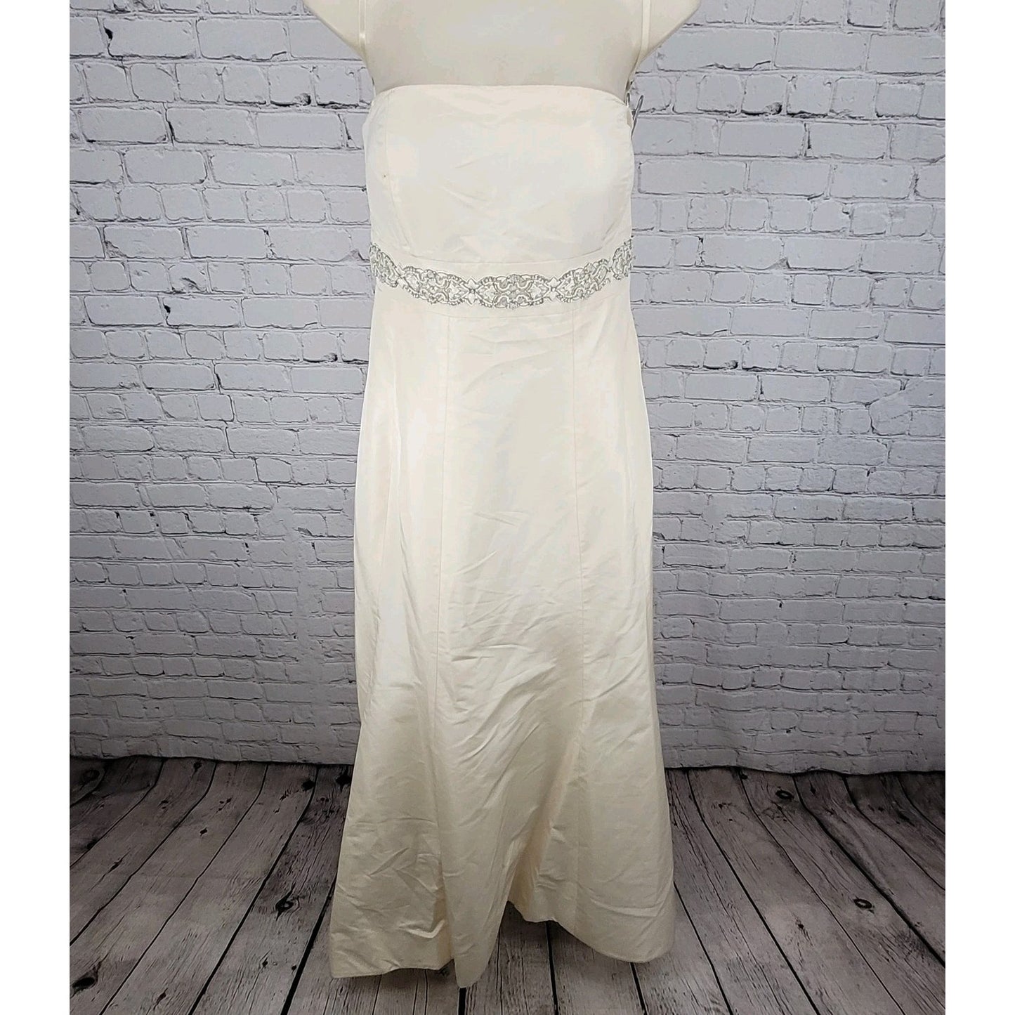 Ann Taylor Ivory Silk Embellished Empire Waist Wedding Dress Gown 10 *defects
