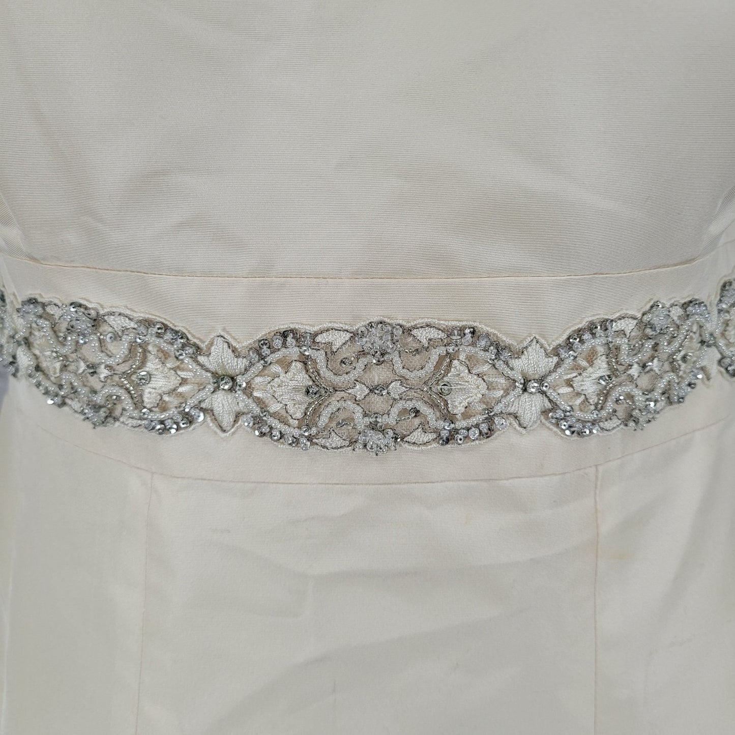 Ann Taylor Ivory Silk Embellished Empire Waist Wedding Dress Gown 10 *defects