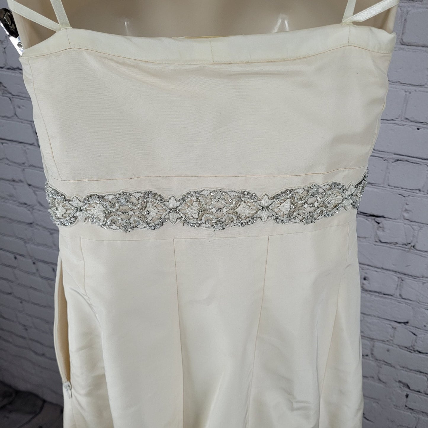 Ann Taylor Ivory Silk Embellished Empire Waist Wedding Dress Gown 10 *defects